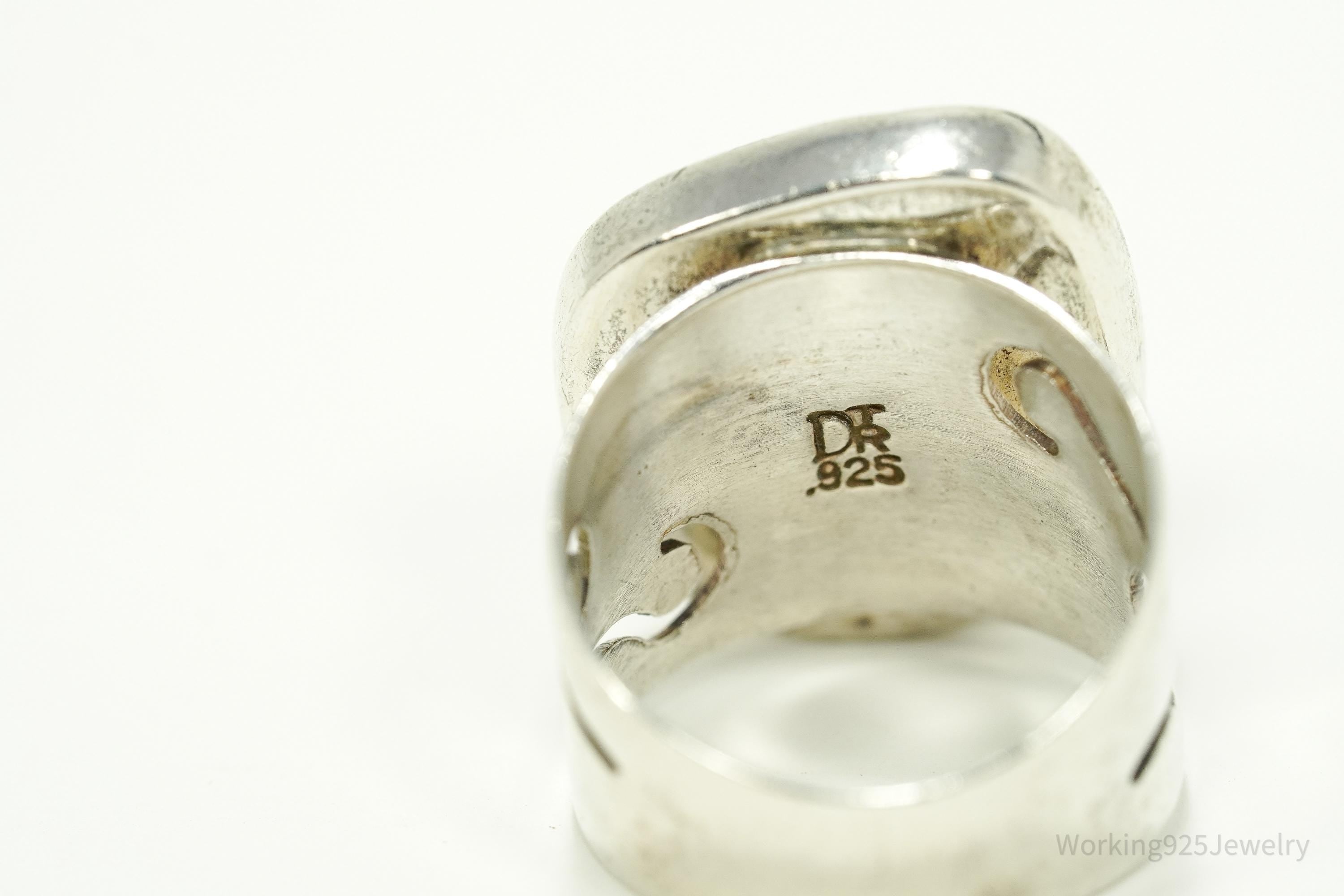 VTG Designer Desert Rose Trading Rainbow Calsilica Sterling Silver Ring - 8.25