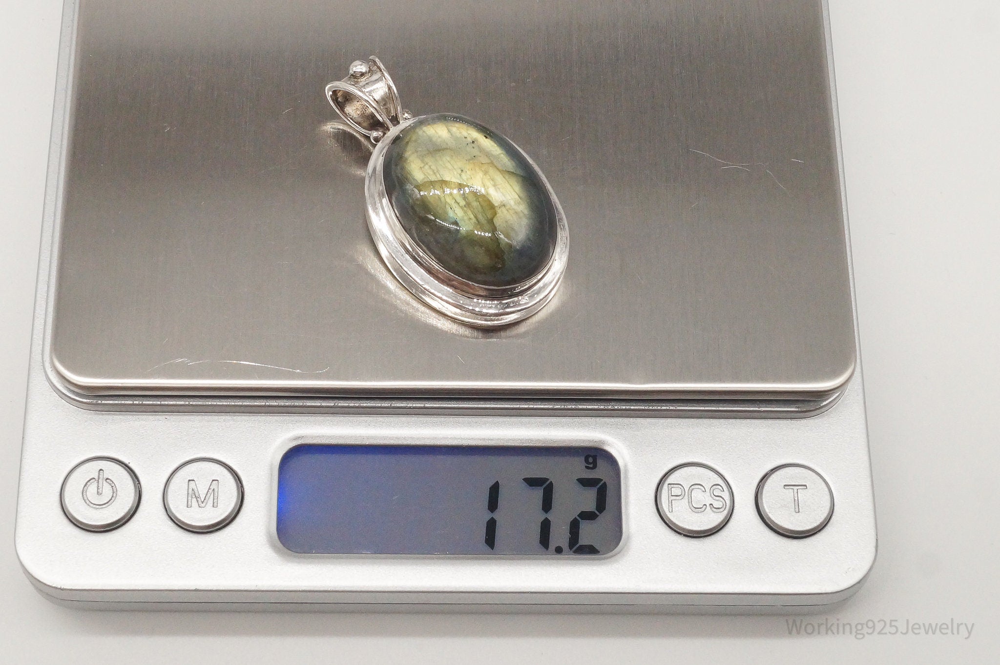 Vintage Large Labradorite Sterling Silver Pendant