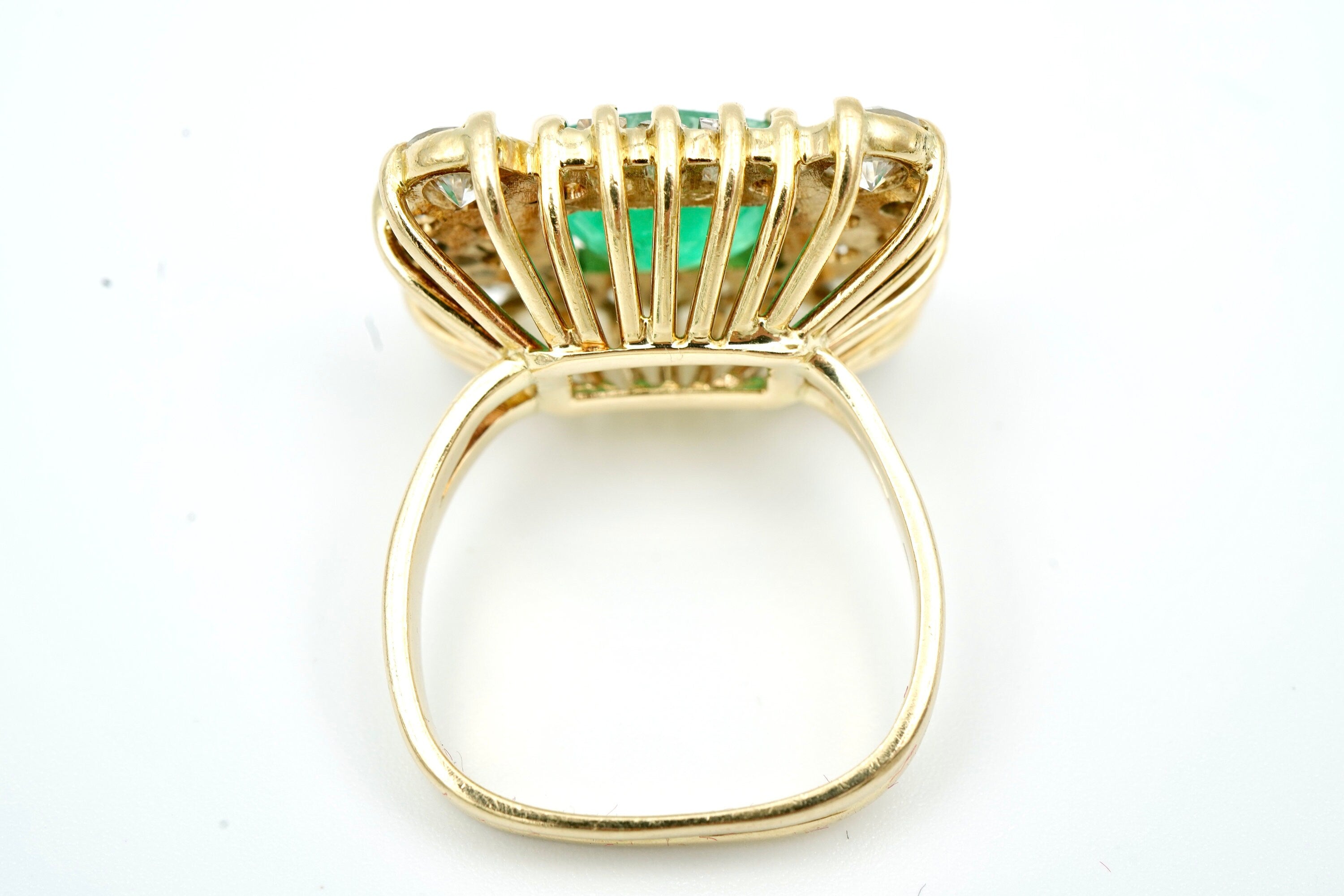 14K Yellow Gold 4.24 ct Emerald & Diamond Ring