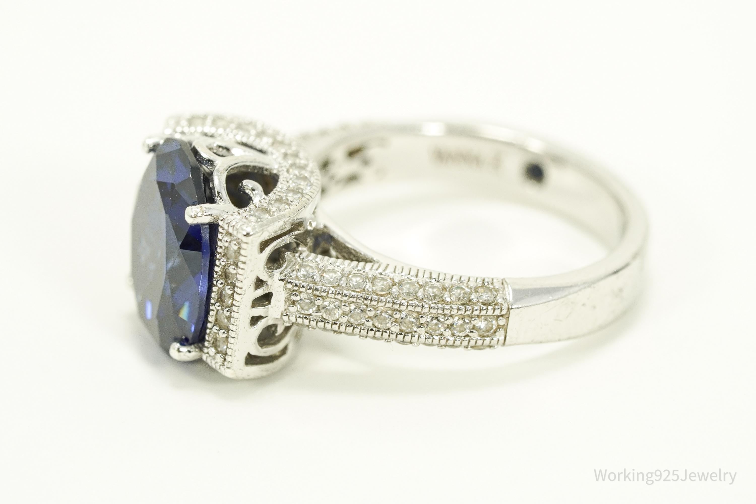 Designer Vanna K Tanzanite Simulant & Cubic Zirconia Sterling Silver Ring - Size 7.25