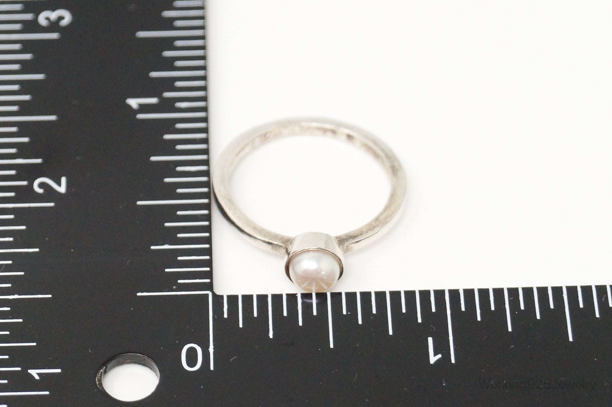 Vintage Pearl Sterling Silver Stacker Ring - Size 7.75