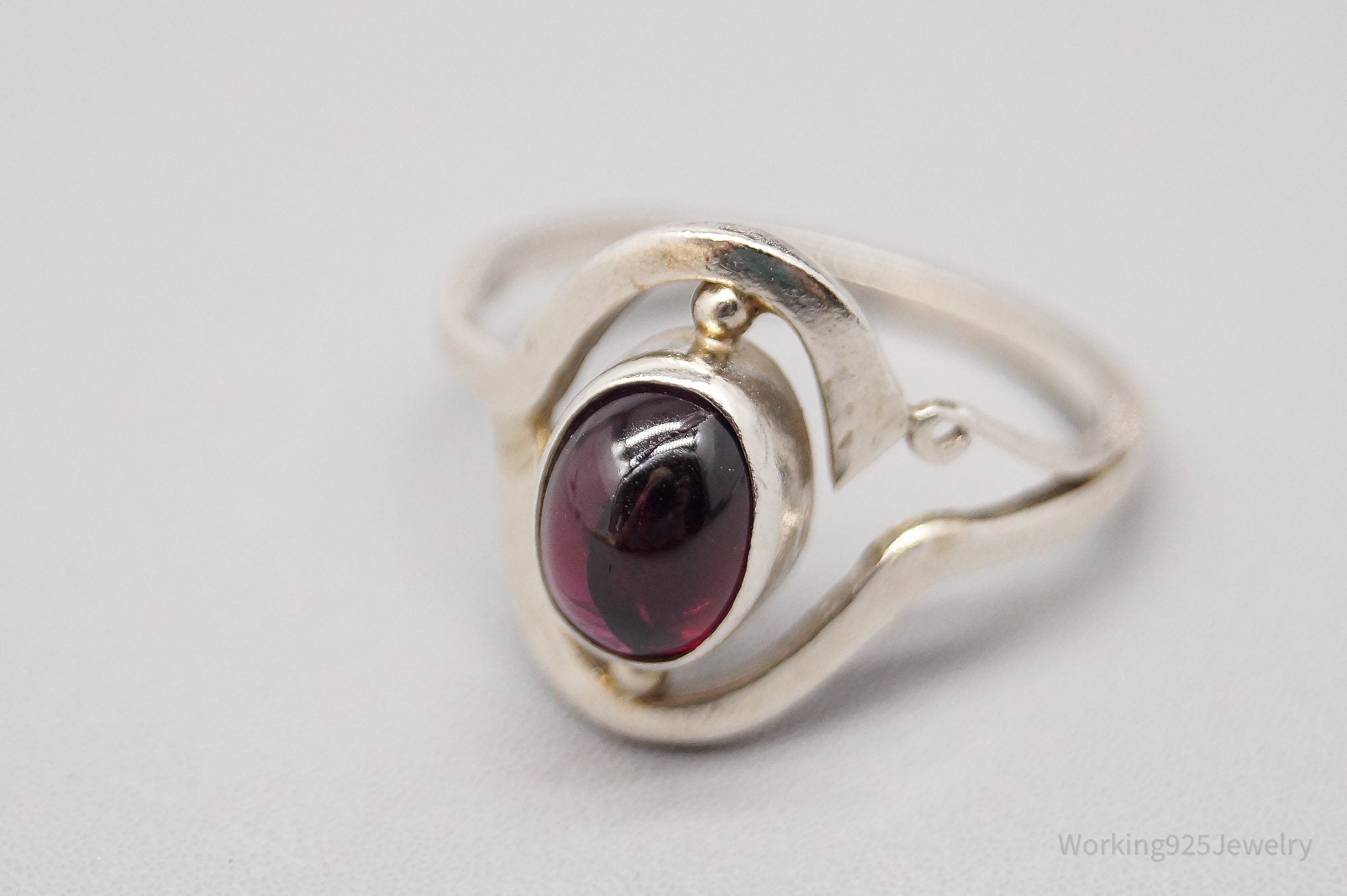 Vintage Rhodolite Garnet Sterling Silver Ring - Size 7.5