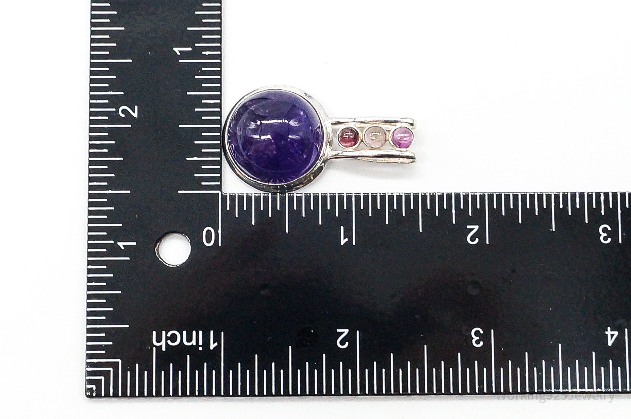 Vintage Large Purple Amethyst Multi Gem Sterling Silver Pendant