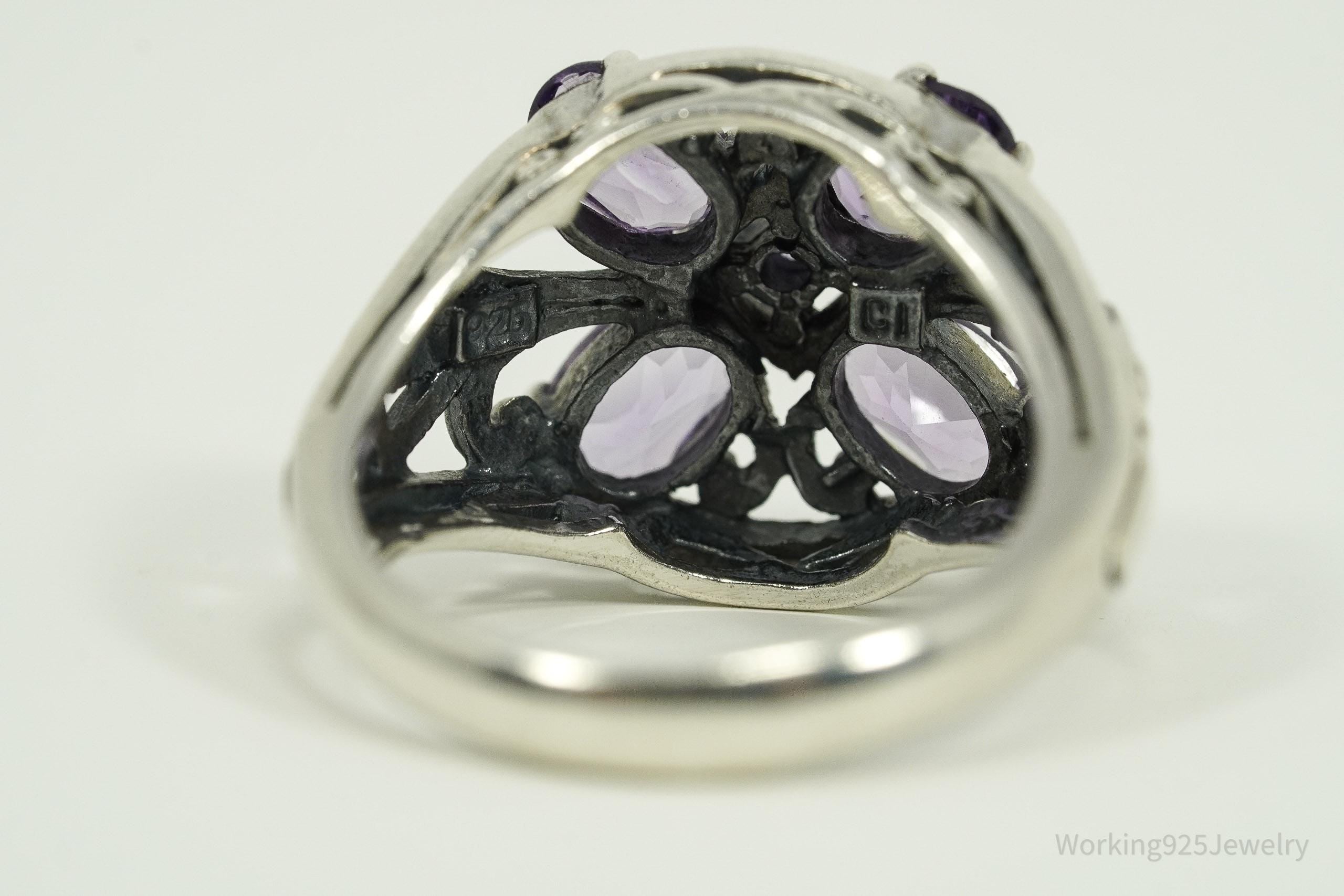 Vintage Amethyst Sterling Silver Ring - Size 7