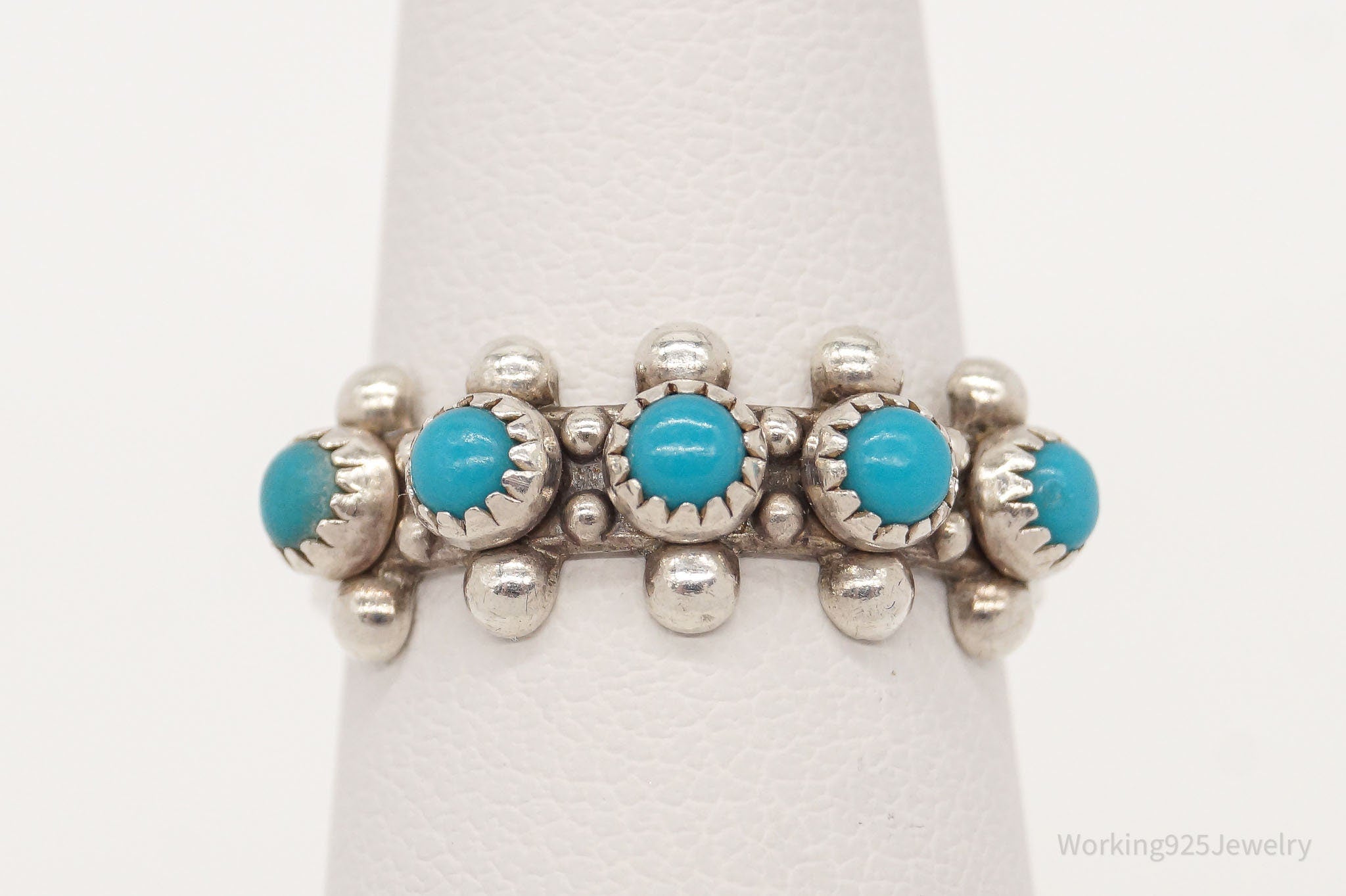 Vintage Native Bell Trading Post Turquoise Sterling Silver Ring - Size 5.5