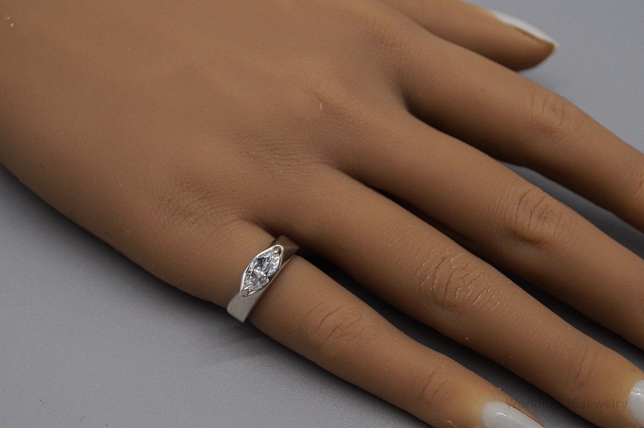 Vintage Diamonique Cubic Zirconia Sterling Silver Ring - Size 4