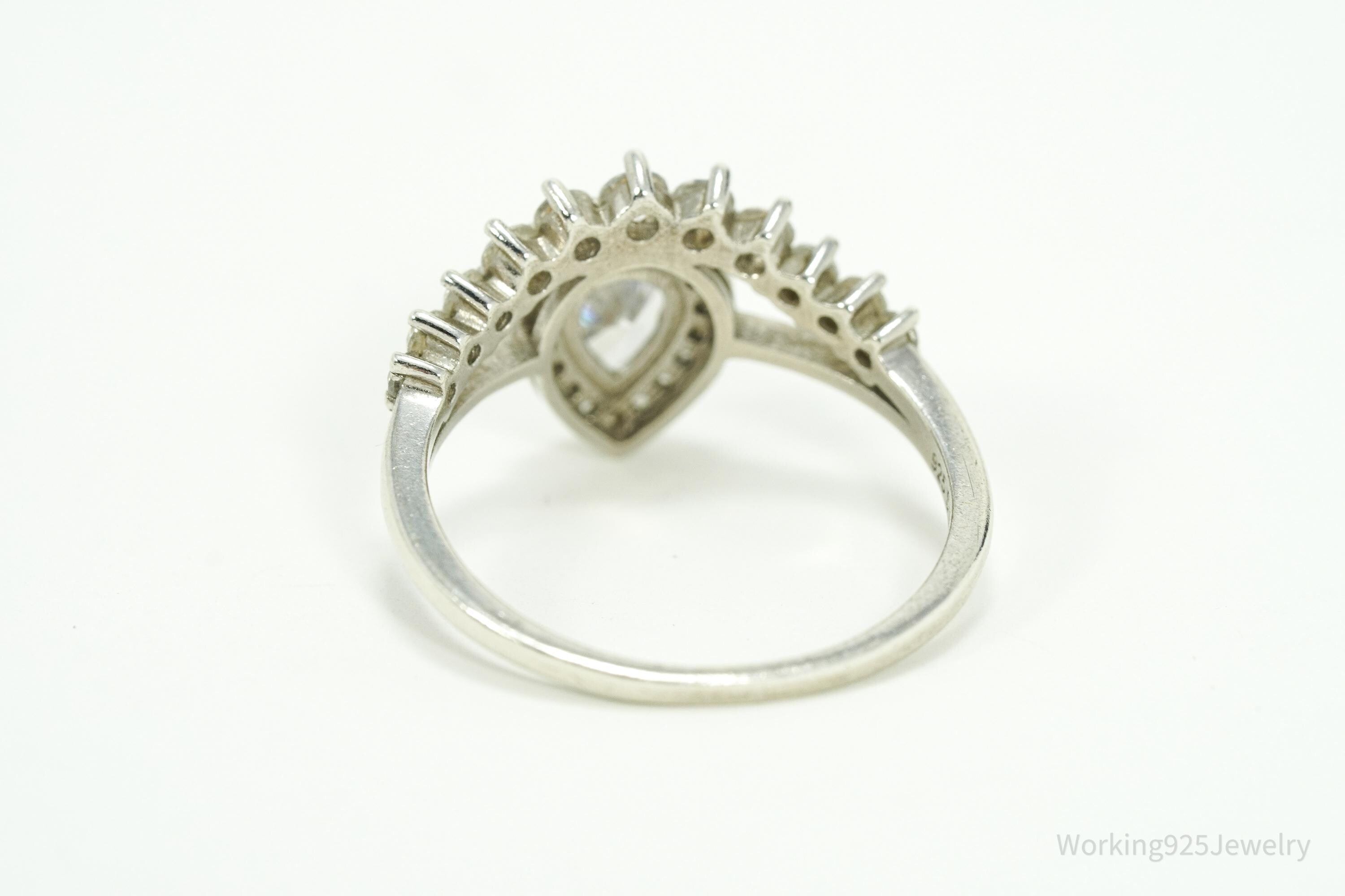 Vintage Cubic Zirconia Sterling Silver Ring - Size 8