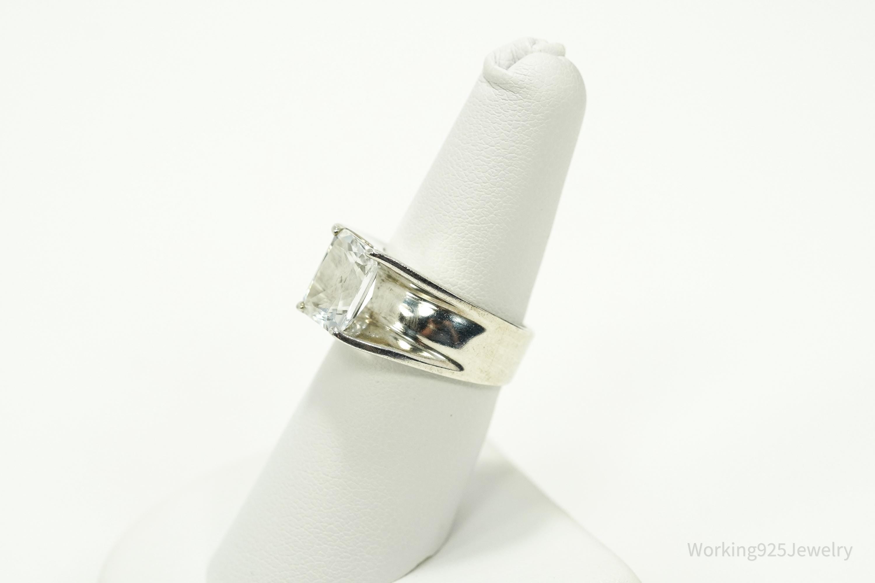 Vintage Cubic Zirconia Sterling Silver Ring - Size 7
