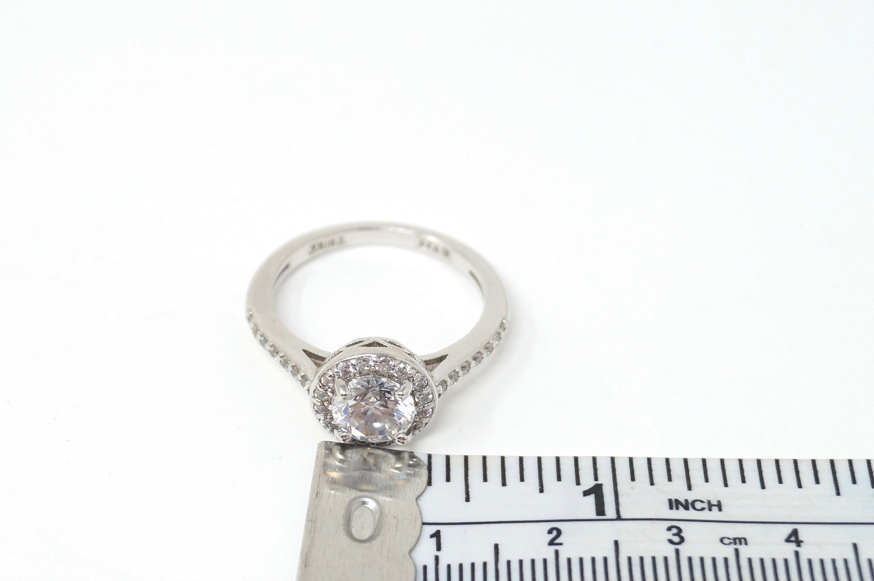 Vtg Sweetheart CZ Stone "Never-ending Love" Sterling Silver Statement Ring Sz 9