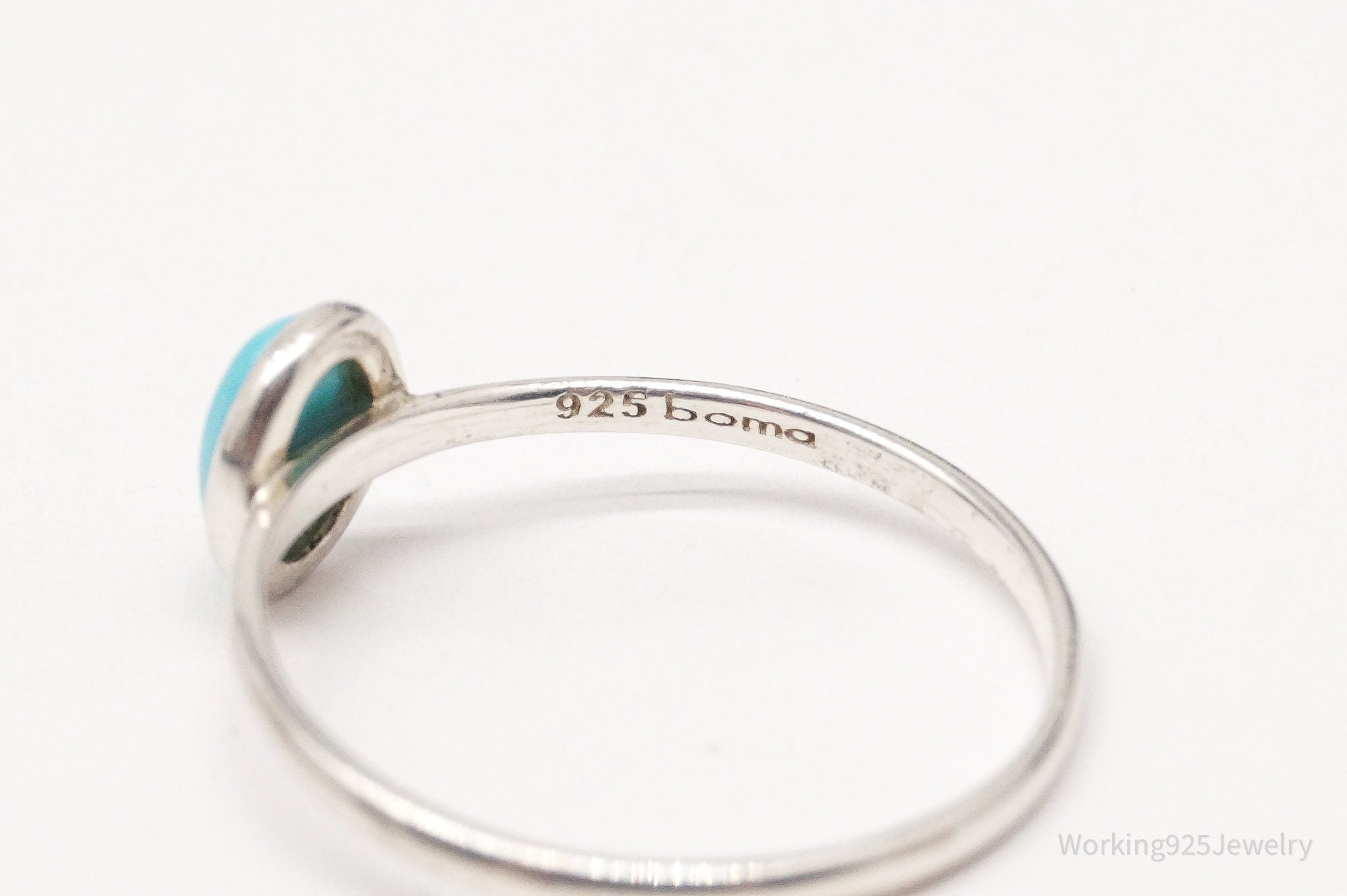 Vintage Designer Boma Turquoise Sterling Silver Ring - Size 7