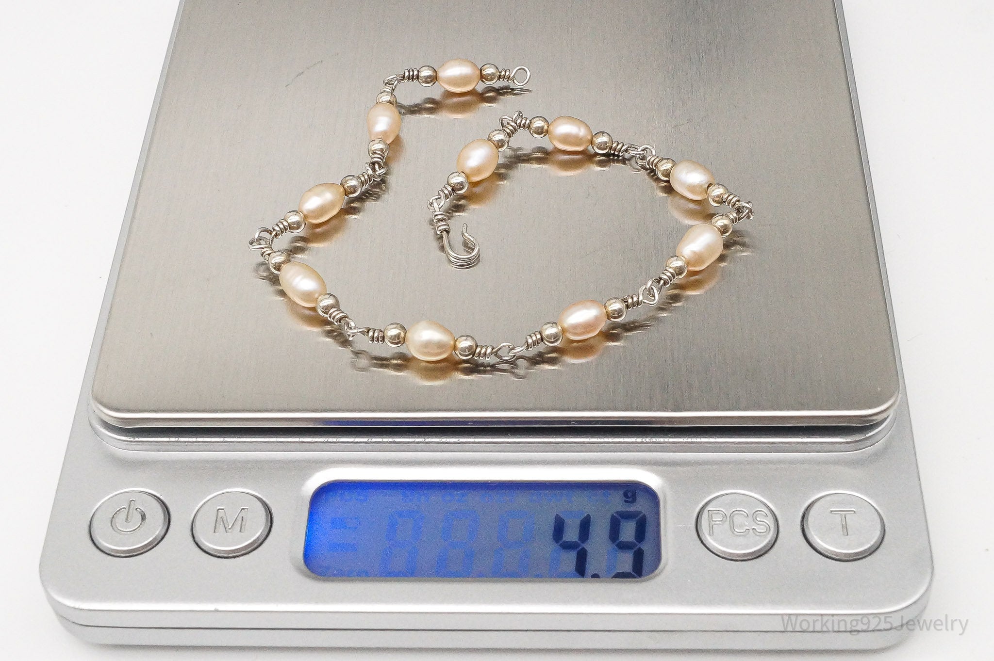 Vintage Pearls Silver Chain Bracelet / Anklet