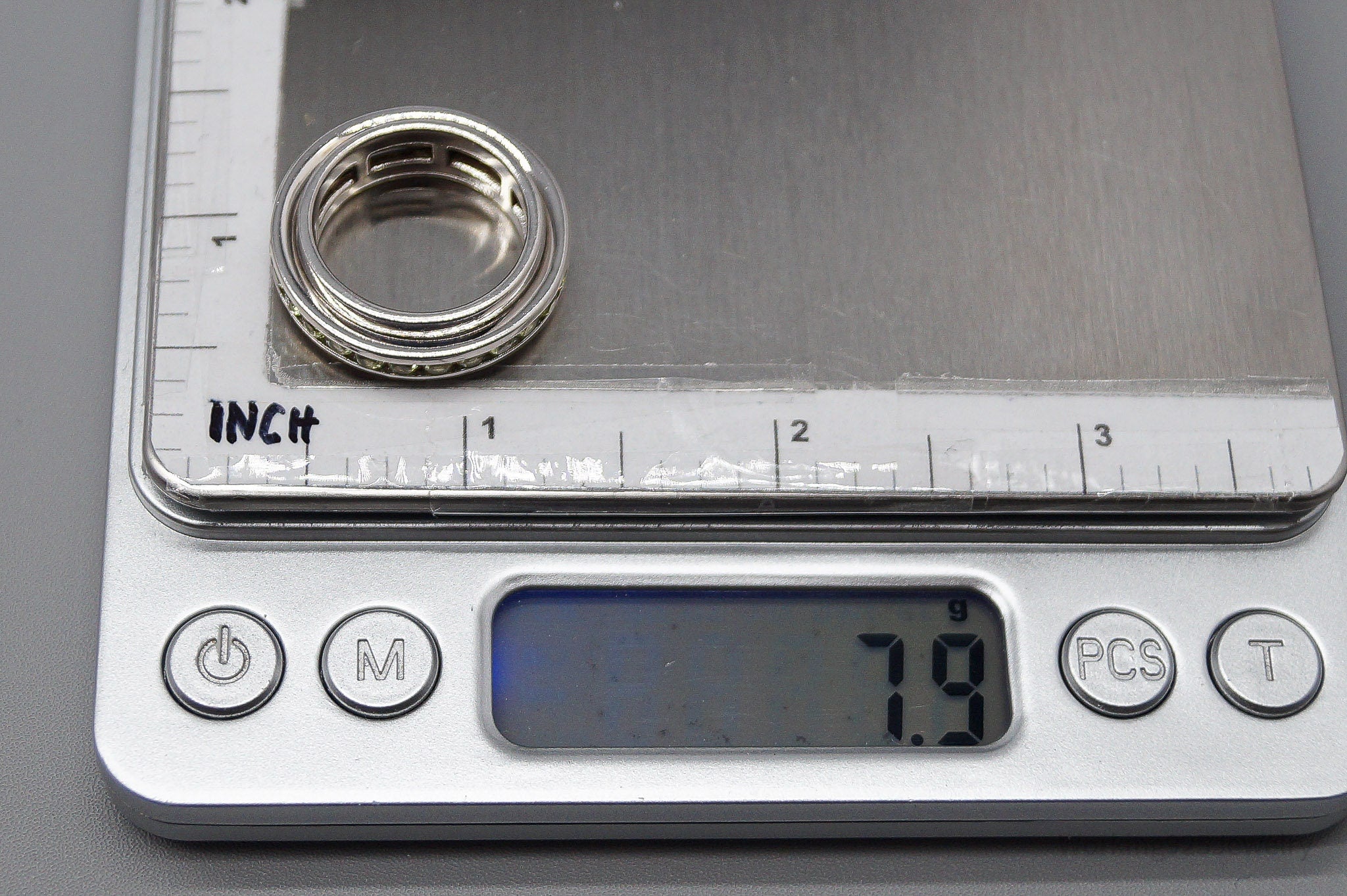 Vintage Peridot Sterling Silver Spinner Band Ring - Size 6.75