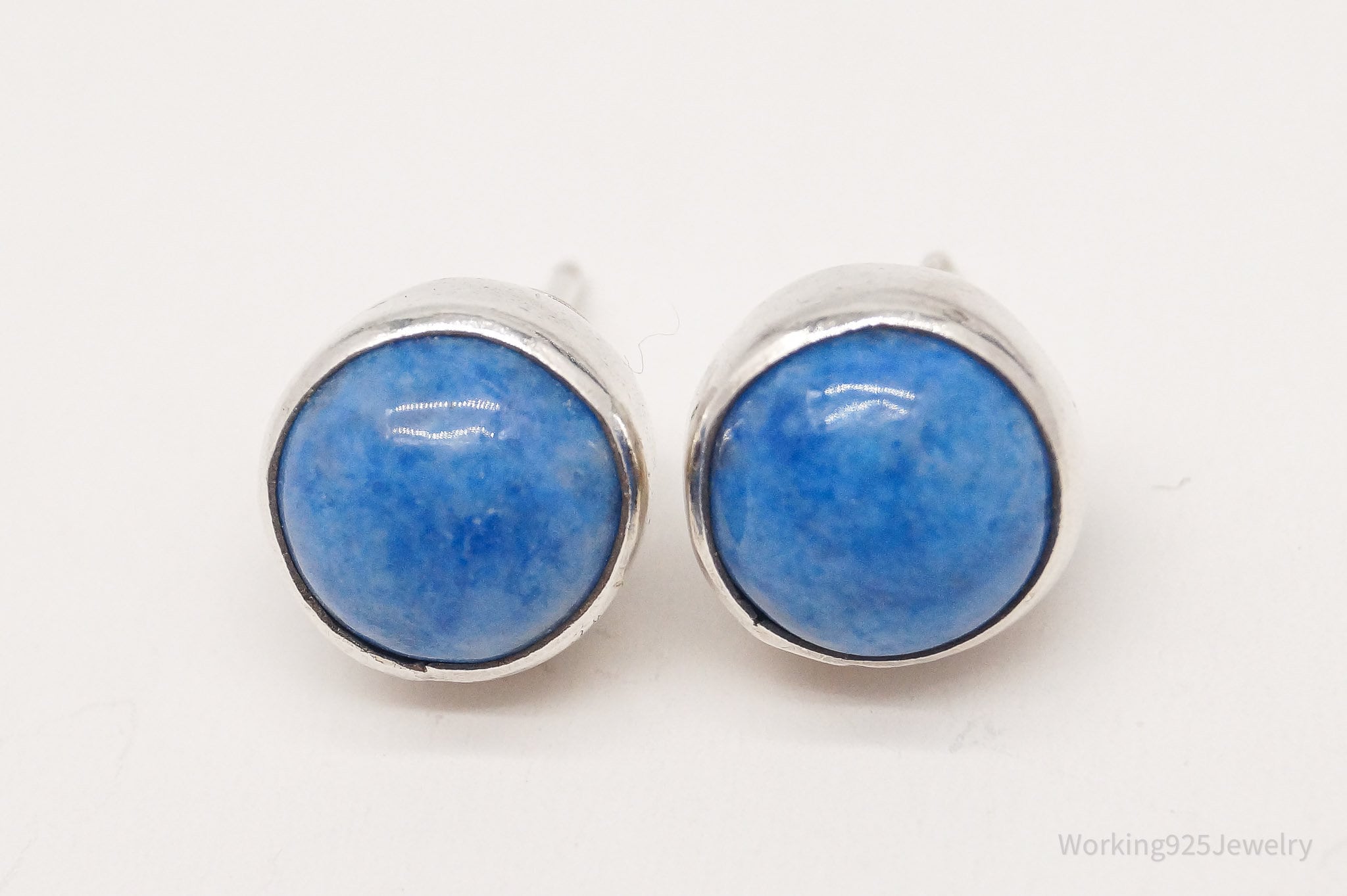 Vintage Lapis Lazuli Silver Stud Earrings