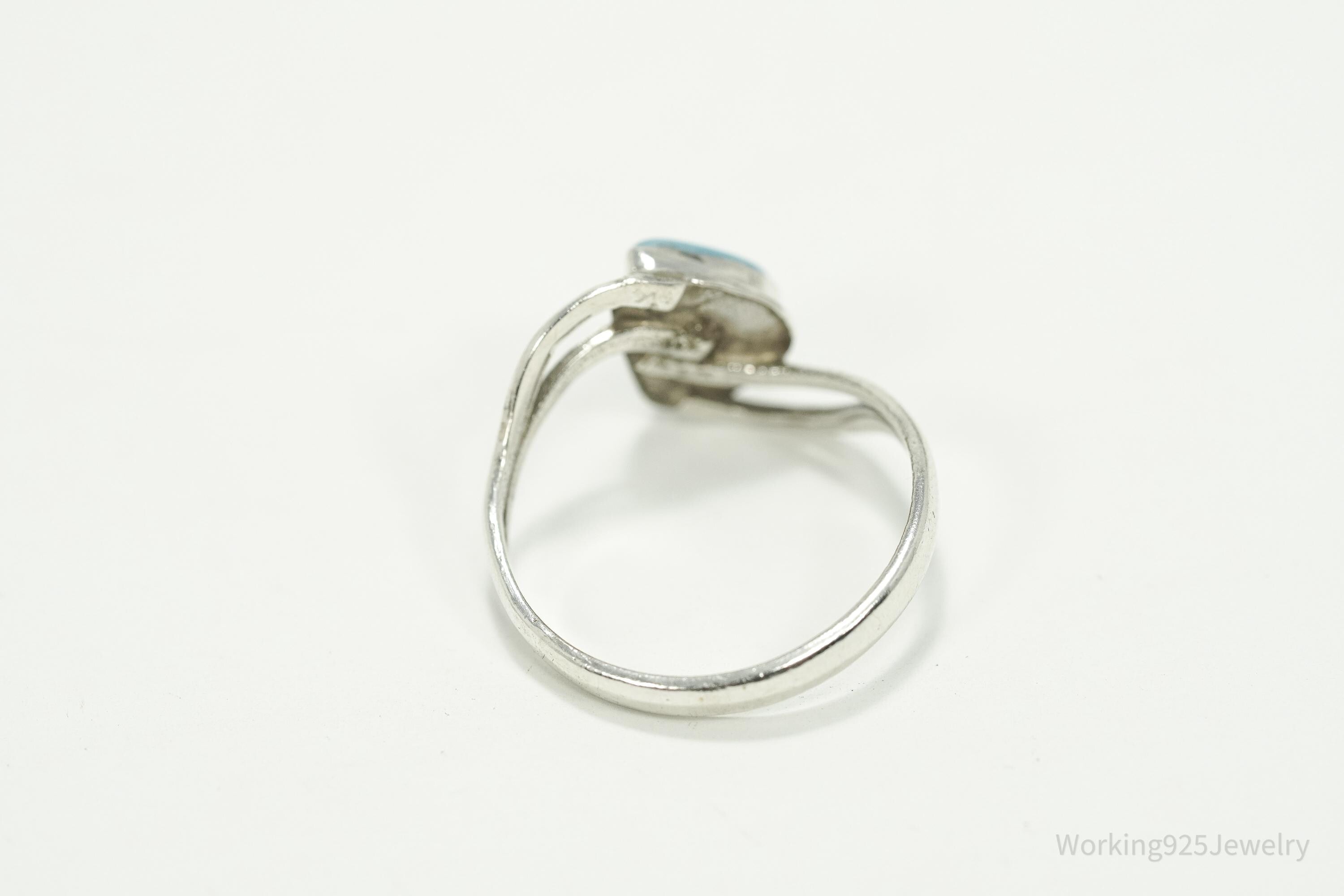 Vintage Blue Larimar Silver Ring - Size 9