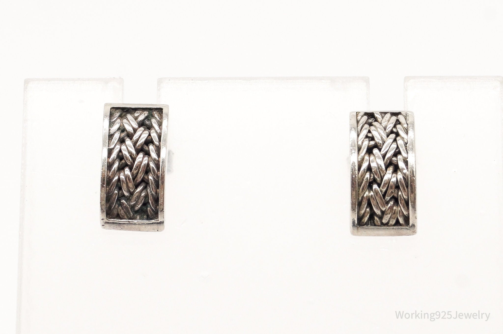 Designer Lois Hill Woven Sterling Silver Earrings