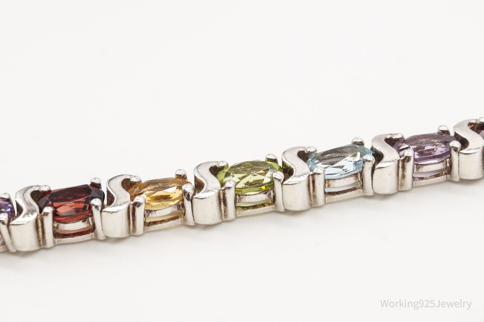 Vintage Multi Gemstones Sterling Silver Bracelet