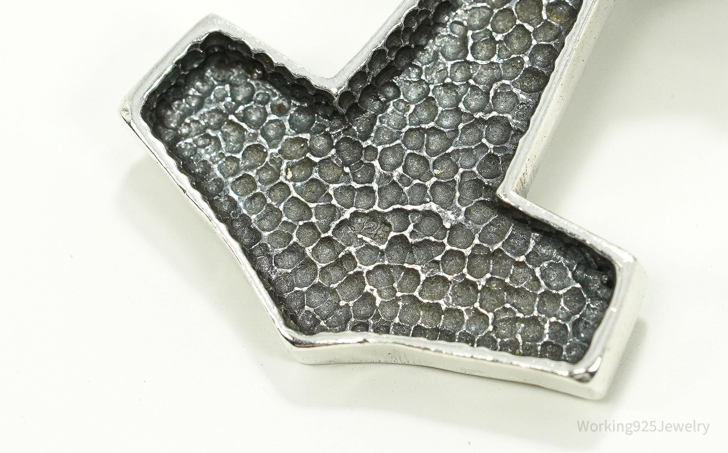 Vintage Large Thor's Hammer Sterling Silver Necklace Pendant