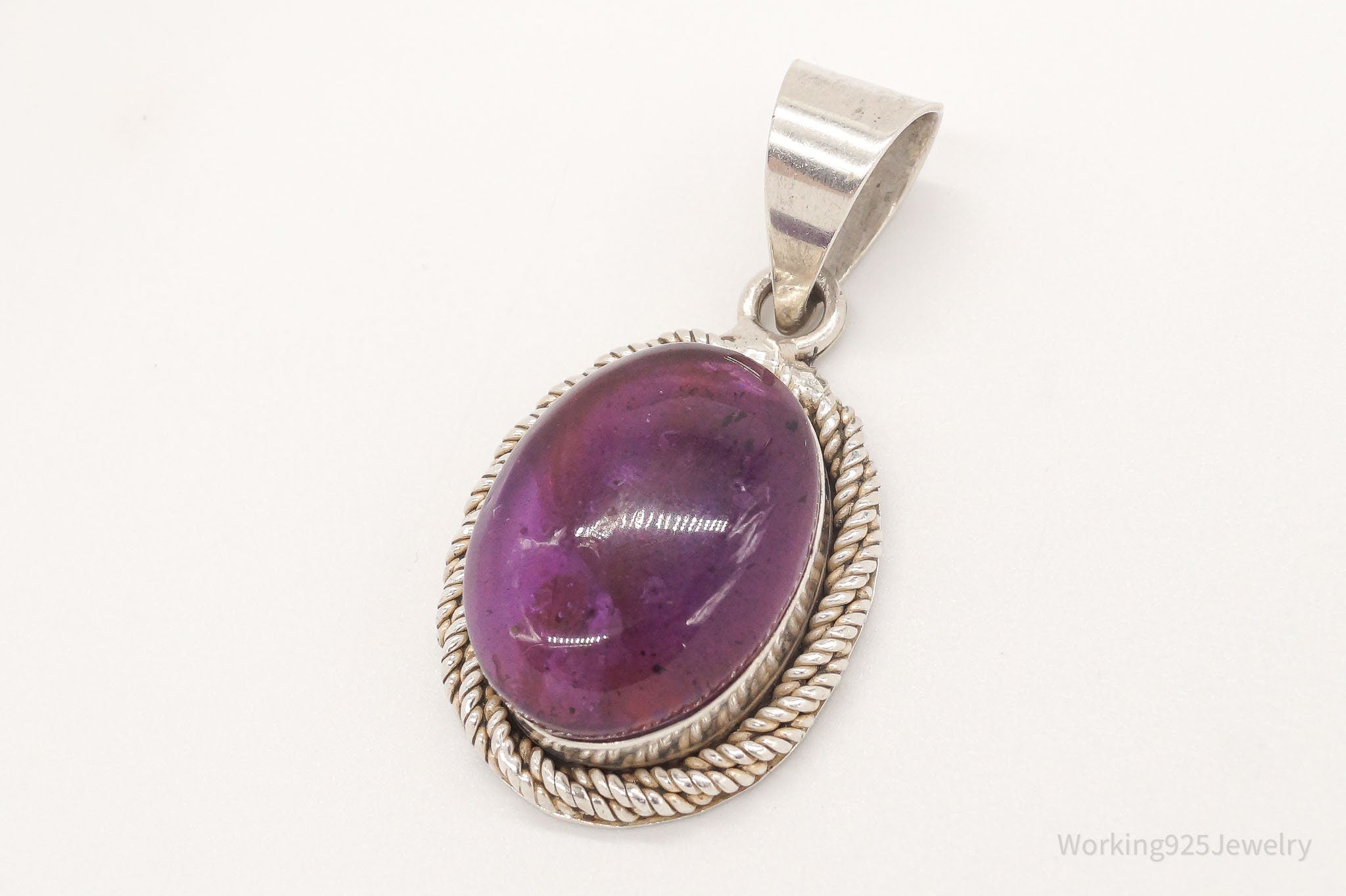 Vintage Large Amethyst Mexico Sterling Silver Pendant