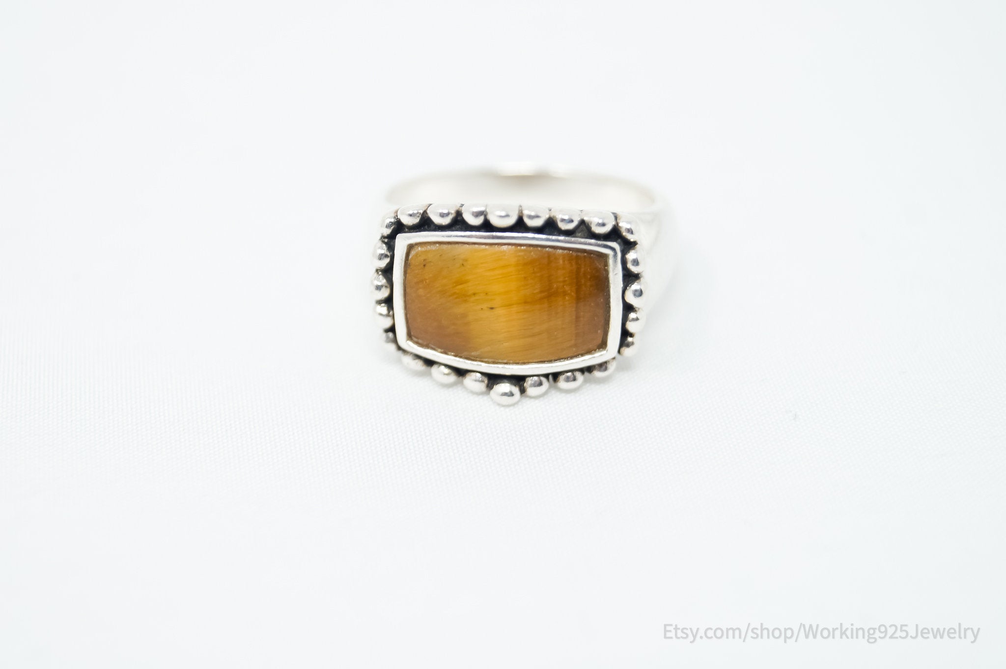 Vintage Tigers Eye Sterling Silver Western Ring - Sz 6.75