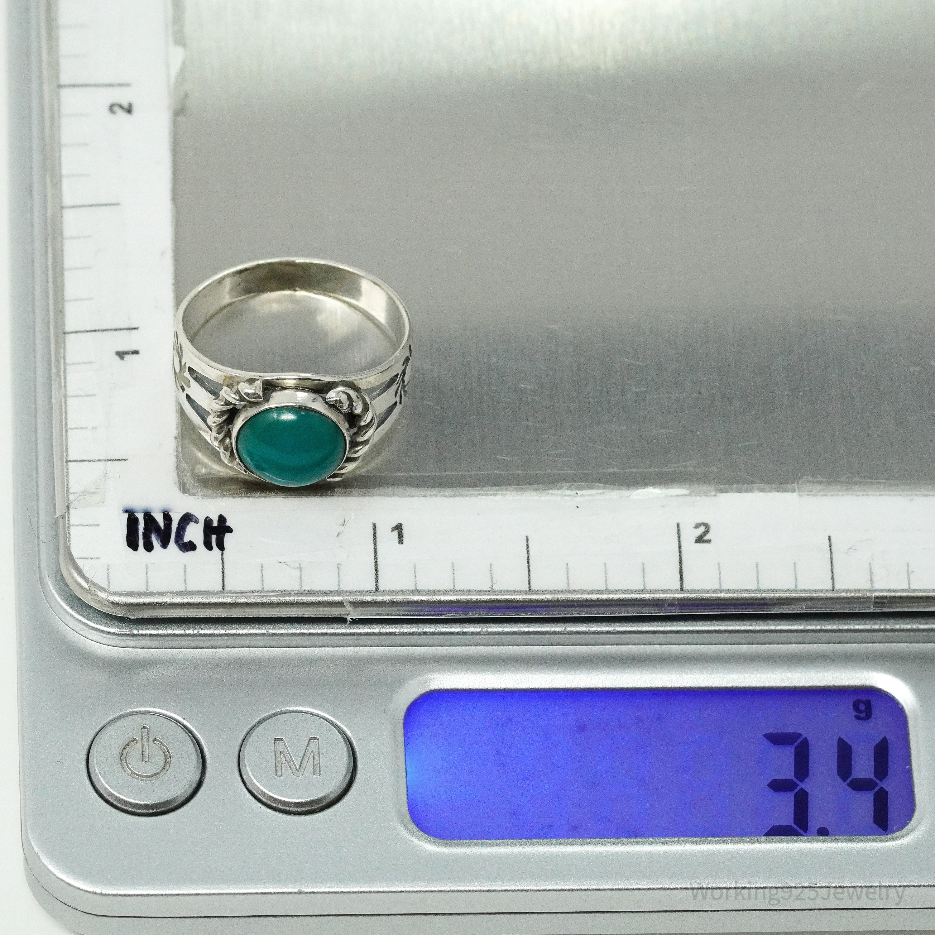 Vintage Native American Turquoise Sterling Silver Ring - Size 8