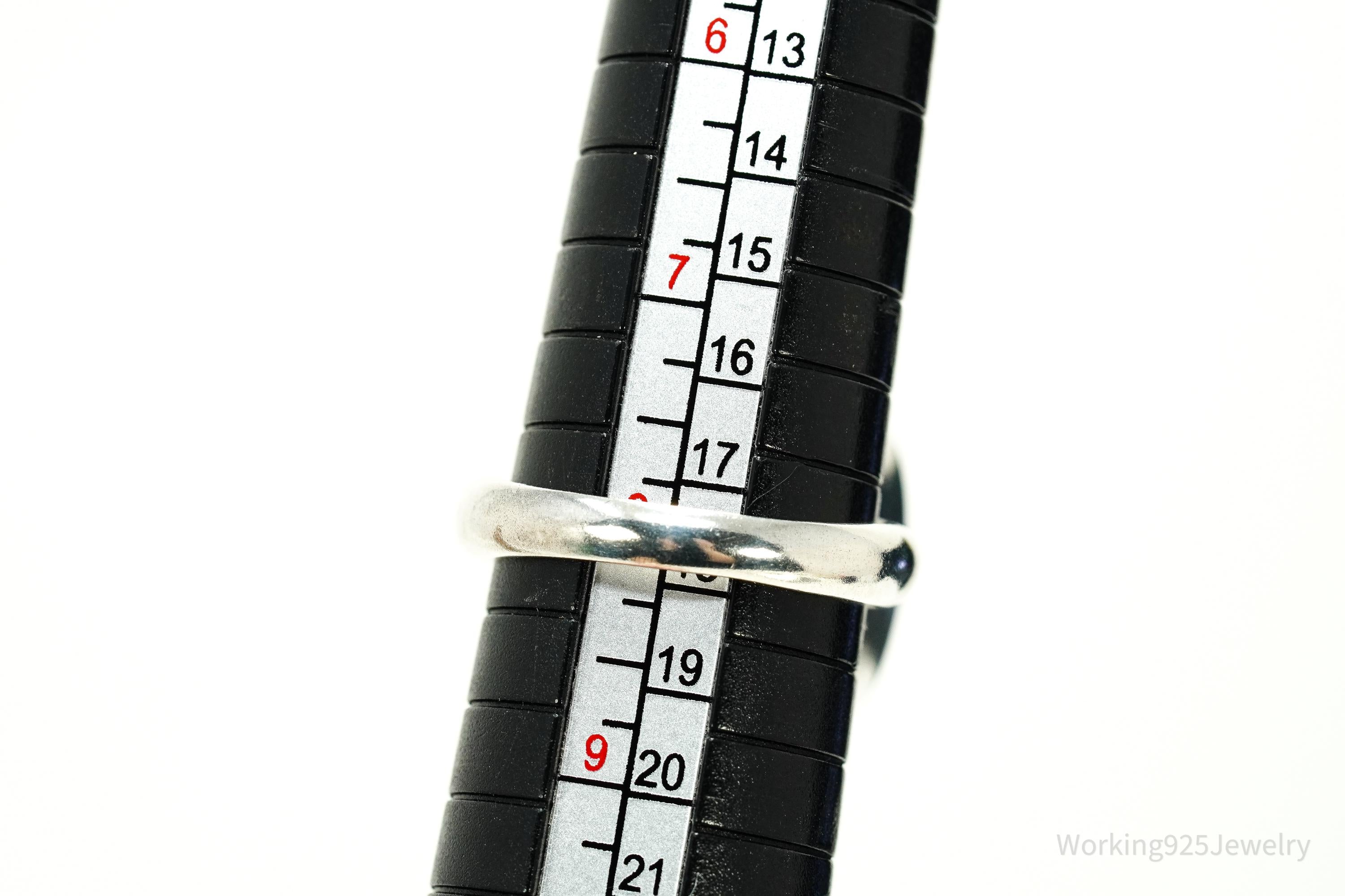 Vintage Designer SX Turquoise Sterling Silver Ring - Size 8