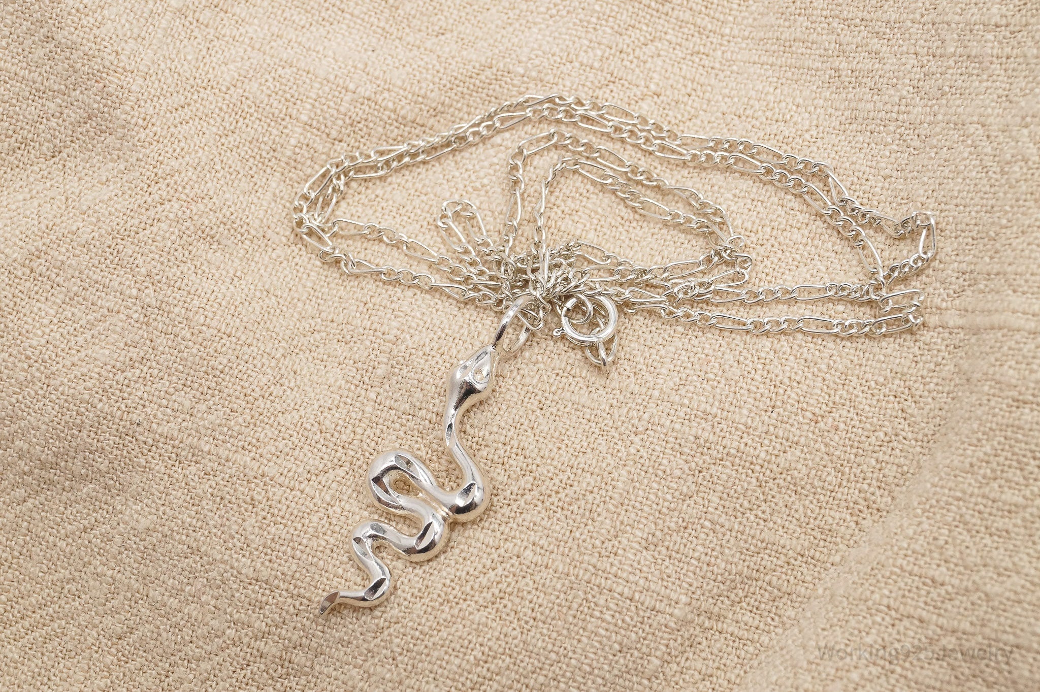 Vintage Snake Sterling Silver Chain Necklace 18"