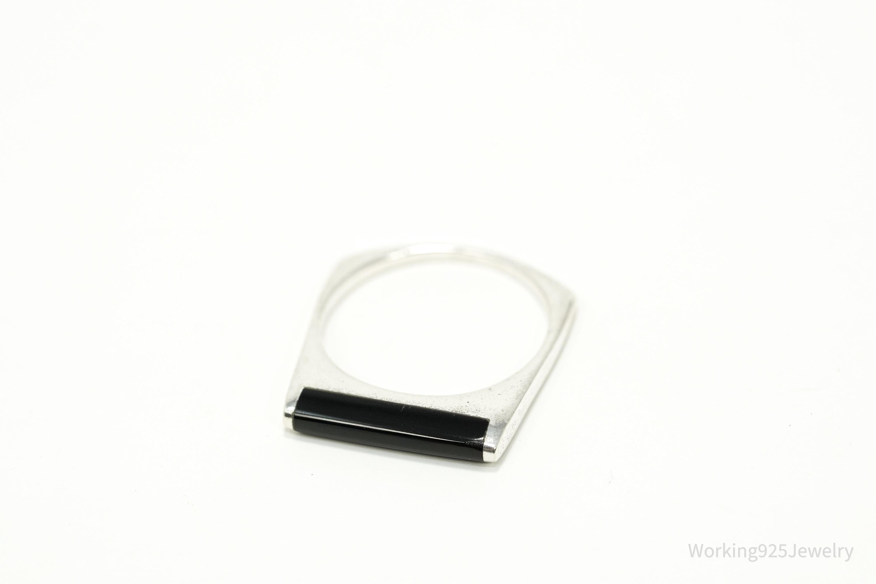 Vintage Black Onyx Sterling Silver Ring - Size 7