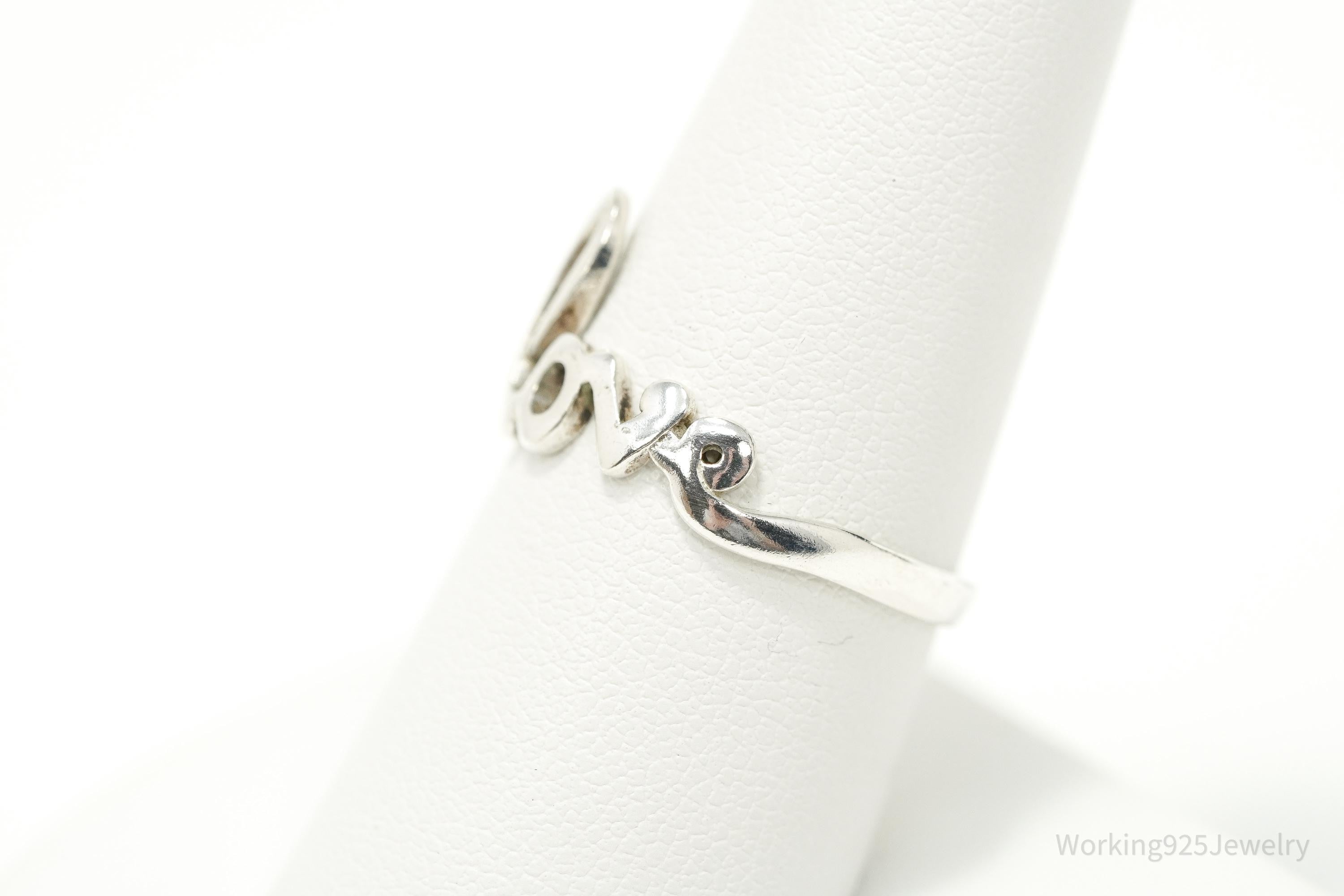 Vintage Cursive "Love" Sterling Silver Ring - Size 8.75