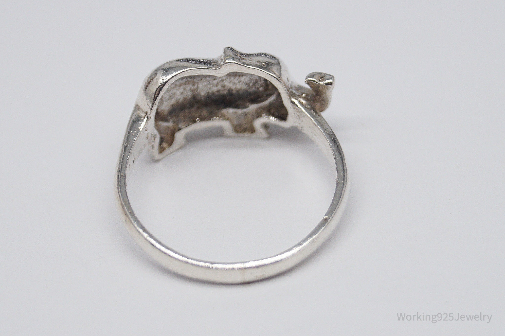 Vintage Elephant Sterling Silver Ring - Size 7.5