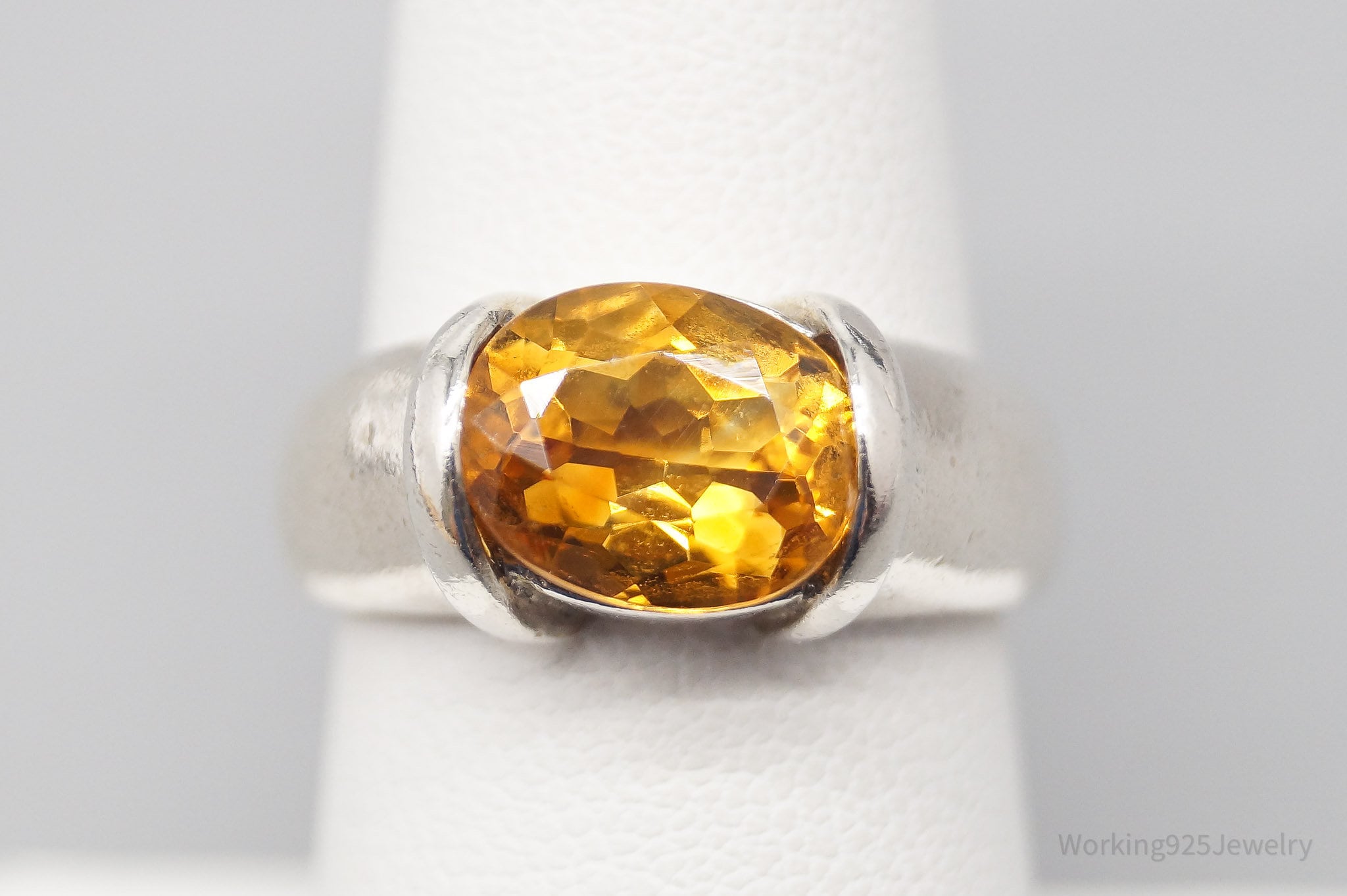 Vintage Native Designer Carolyn Pollack Citrine Sterling Silver Ring - Size 7