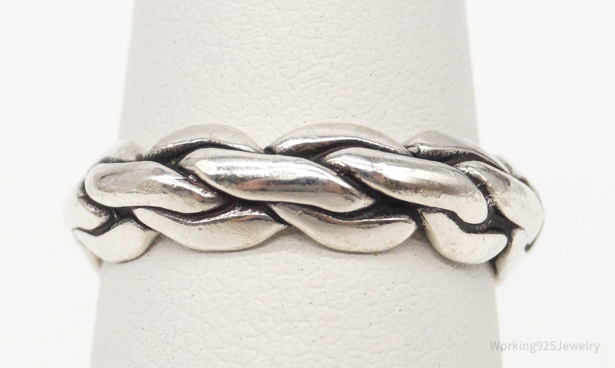 Vintage WM Co Chain Link Modernist Style Sterling Silver Ring - Size 5.75