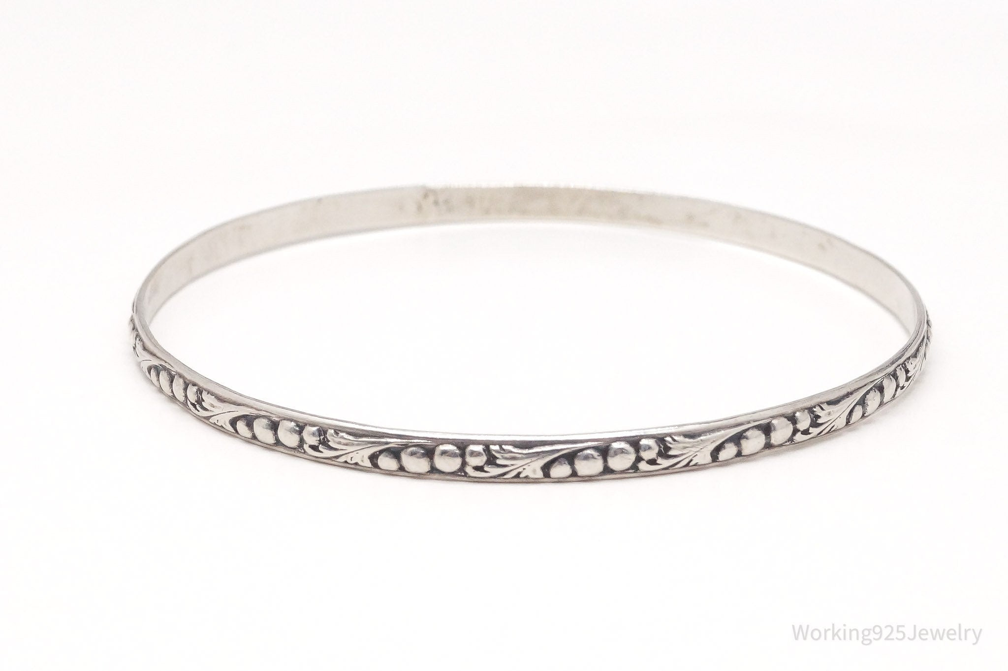 Antique Art Nouveau Sterling Silver Bangle Bracelet 7.75"