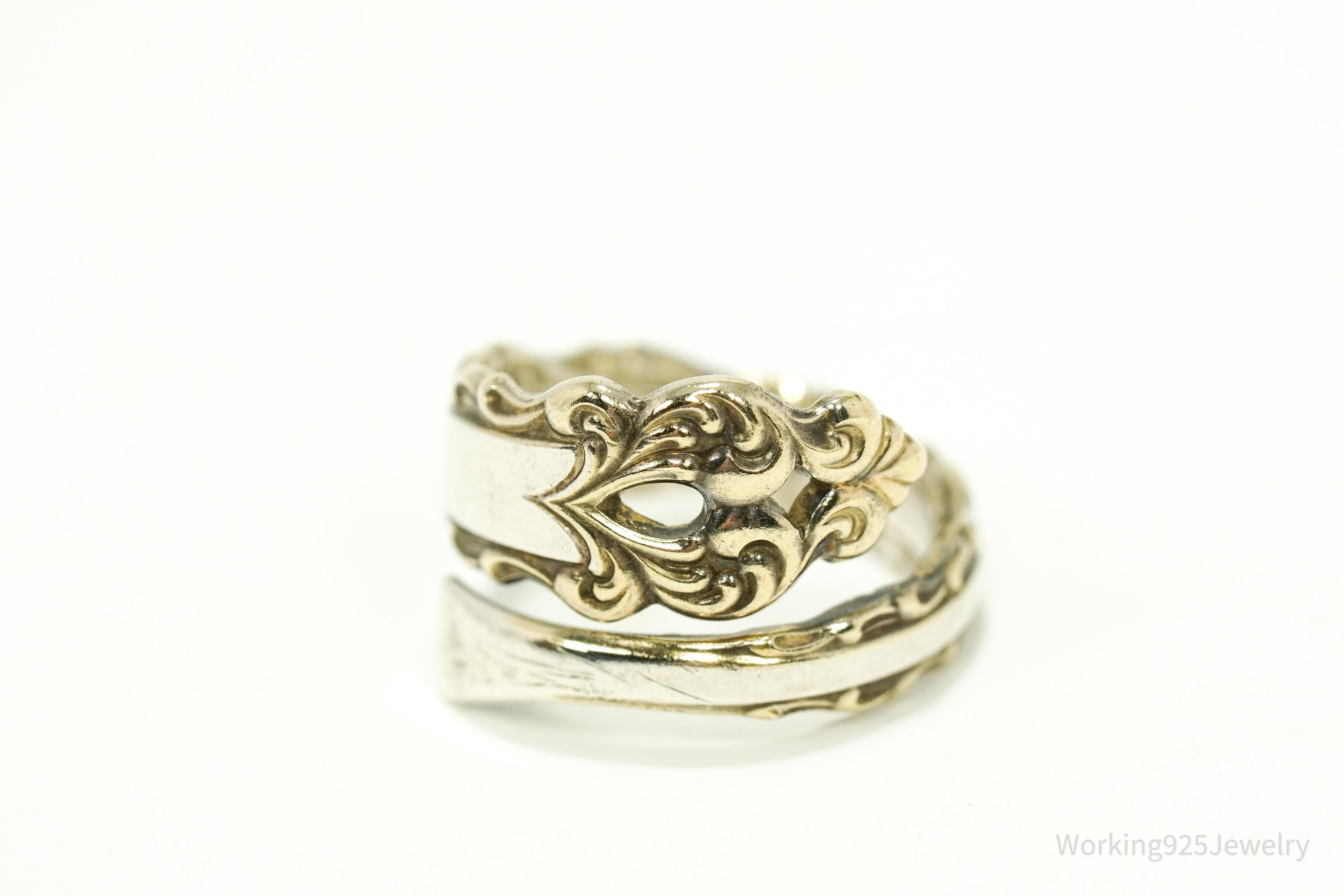 Antique Vintage Gold Vermeil International Sterling Silver Spoon Ring - Size 6
