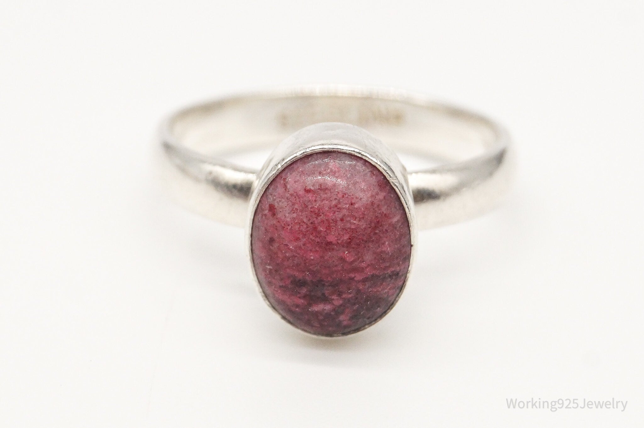 Vintage Rhodonite Sterling Silver Ring - Size 7.5