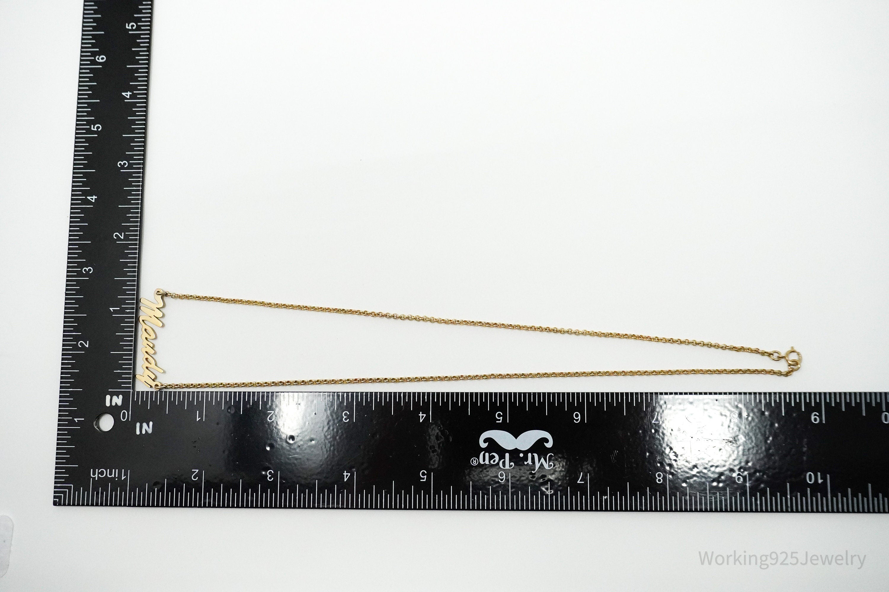 Vintage " Mandy " Name Gold Vermeil Sterling Silver Necklace 18"