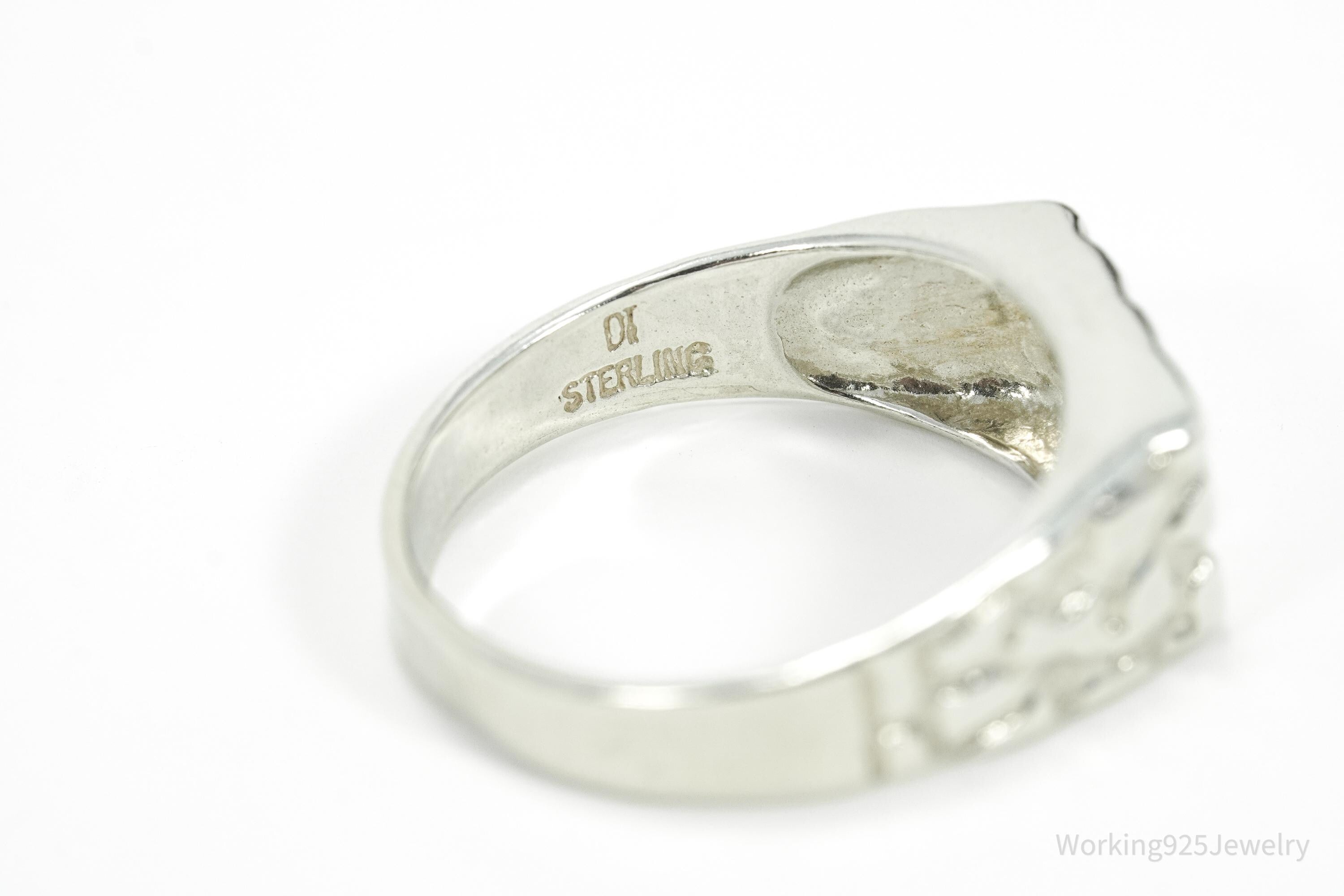 Vintage Nugget Style Sleek Sterling Silver Ring - Size 12.25