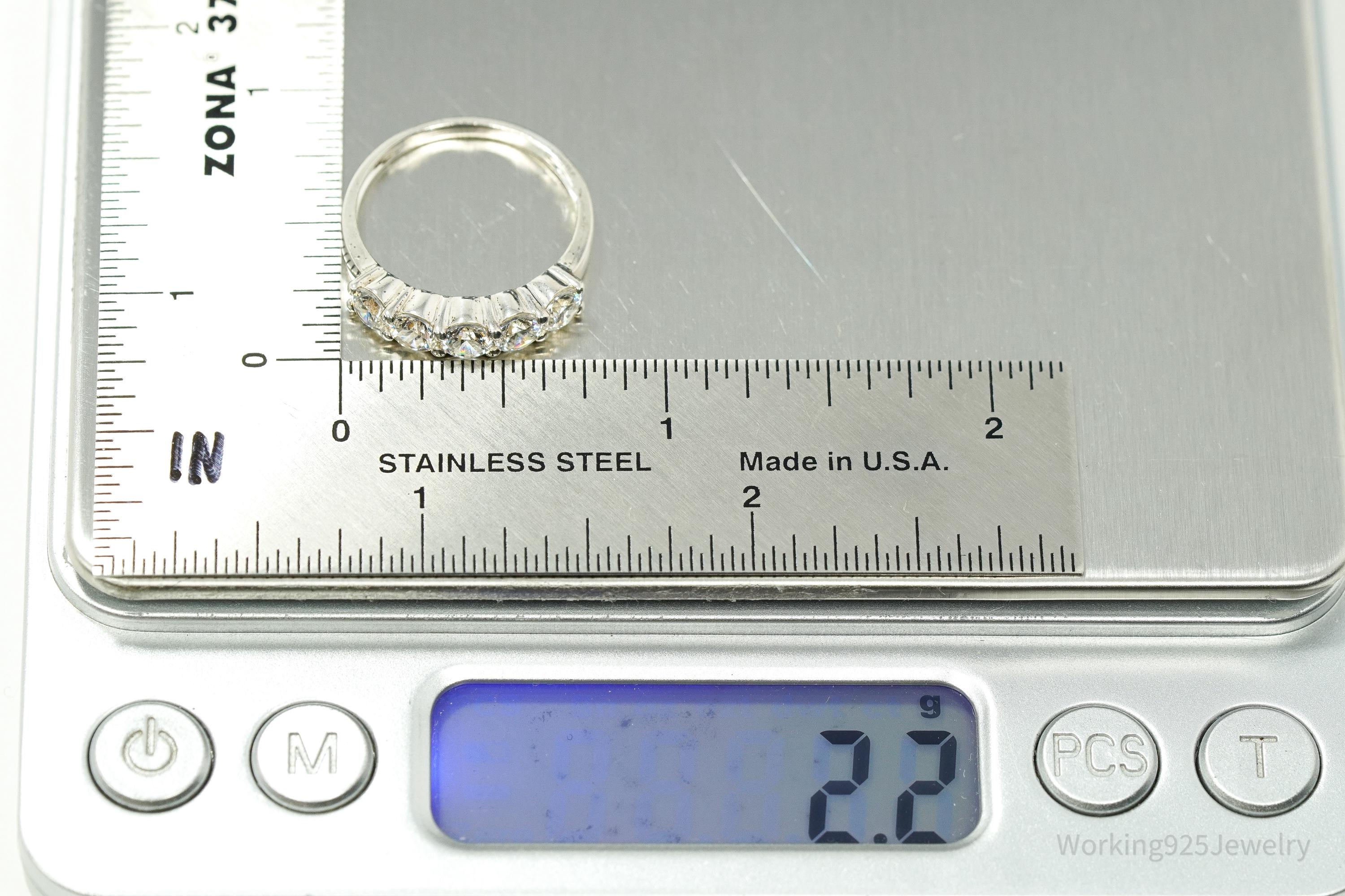 Vintage Diamonique Cubic Zirconia Sterling Silver Ring - Size 7