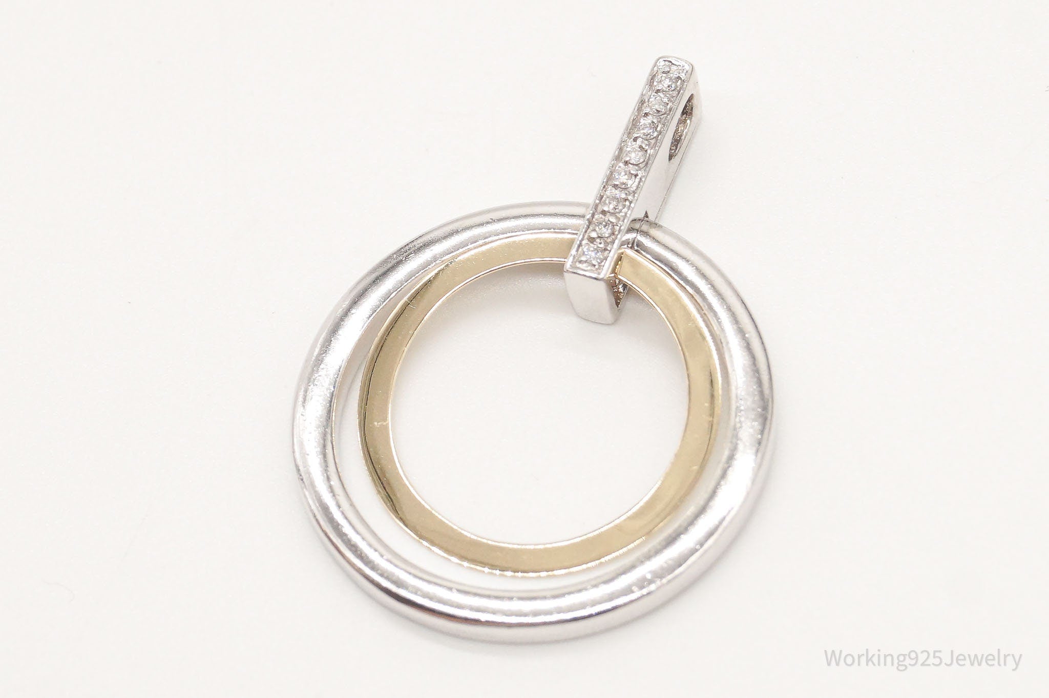Vintage Designer Alwand Vahan 14K Gold Cubic Zirconia Sterling Silver Pendant