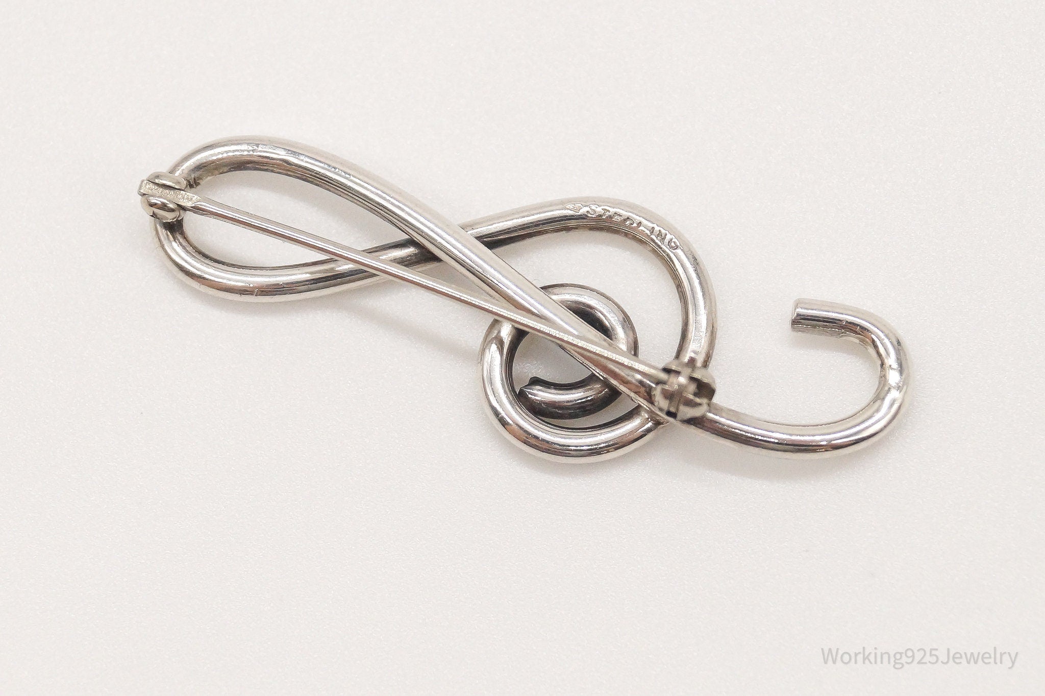 Vintage Music Note Sterling Silver Brooch Pin