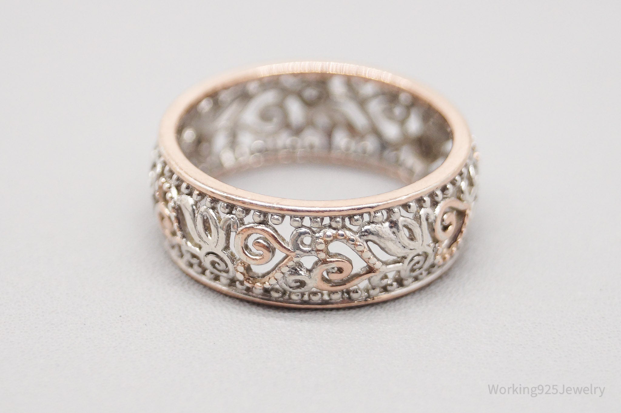 Vintage BGE Diamonds & Rose Gold Sterling Silver Ring - Size 6