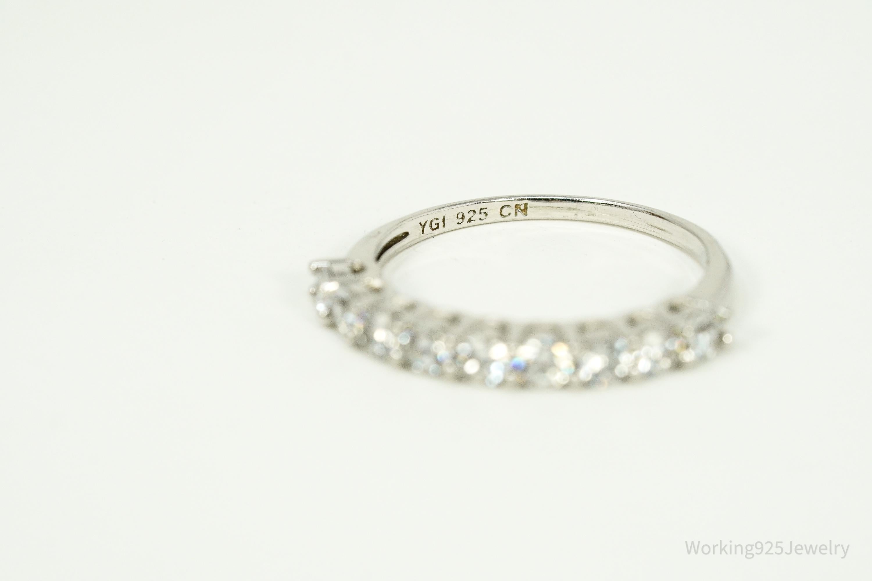 Vintage Cubic Zirconia Sterling Silver Band Ring - Size 5.25