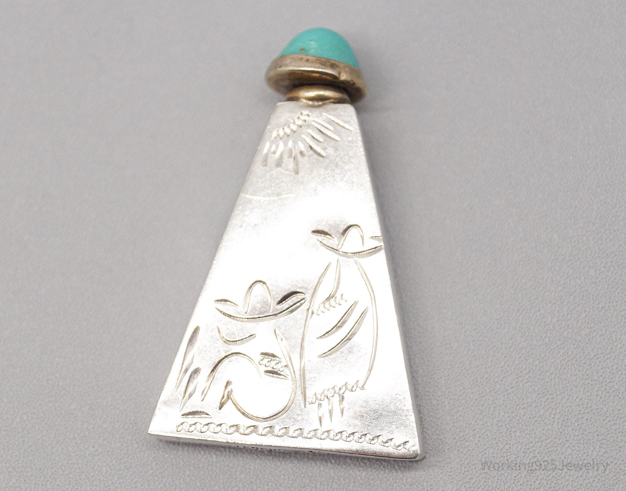 Vintage RAG Mexico Turquoise Topped Sterling Silver Perfume Bottle