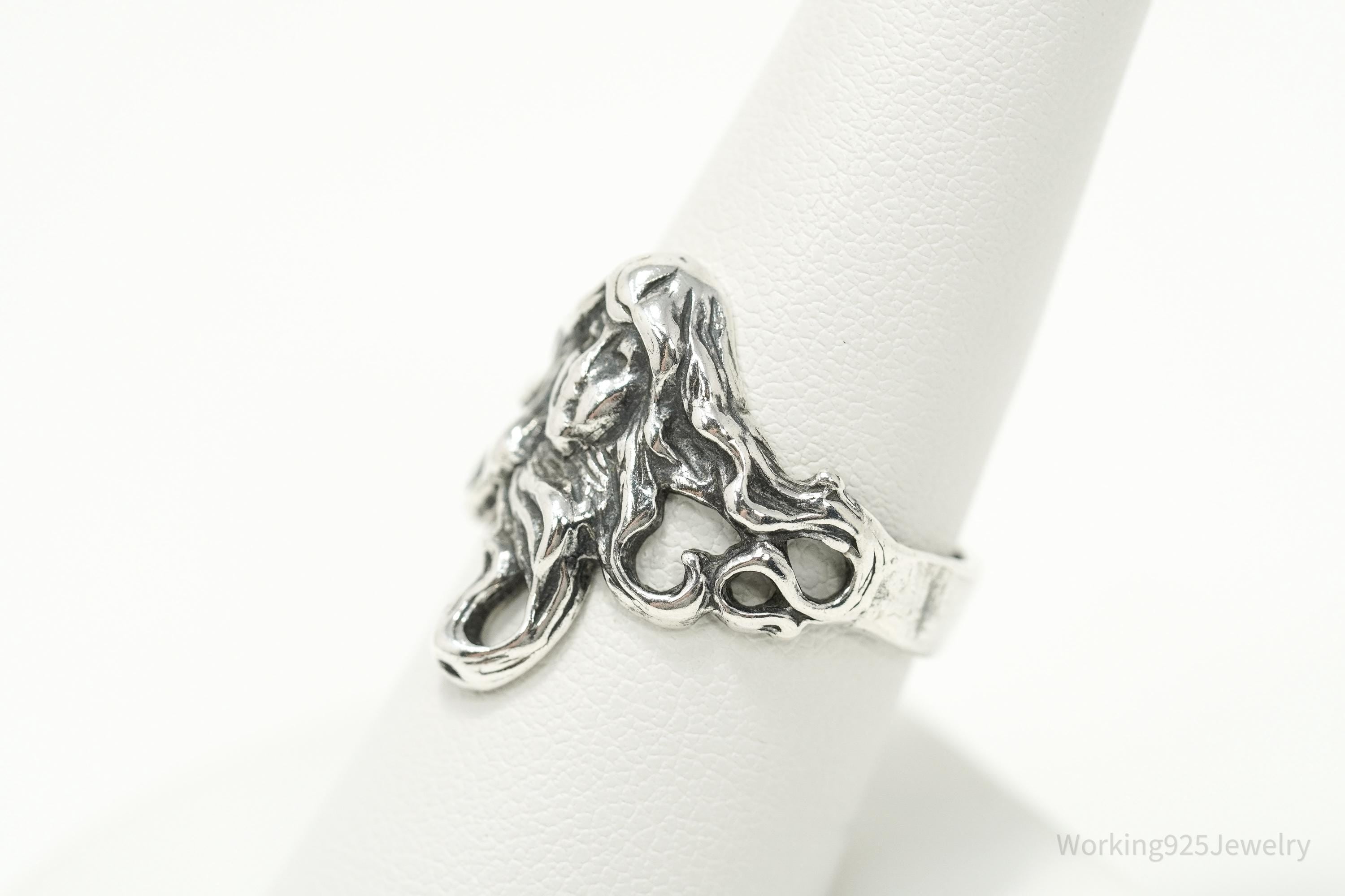 ATQ VTG Art Nouveau Woman Sterling Silver Ring - Size 8.25