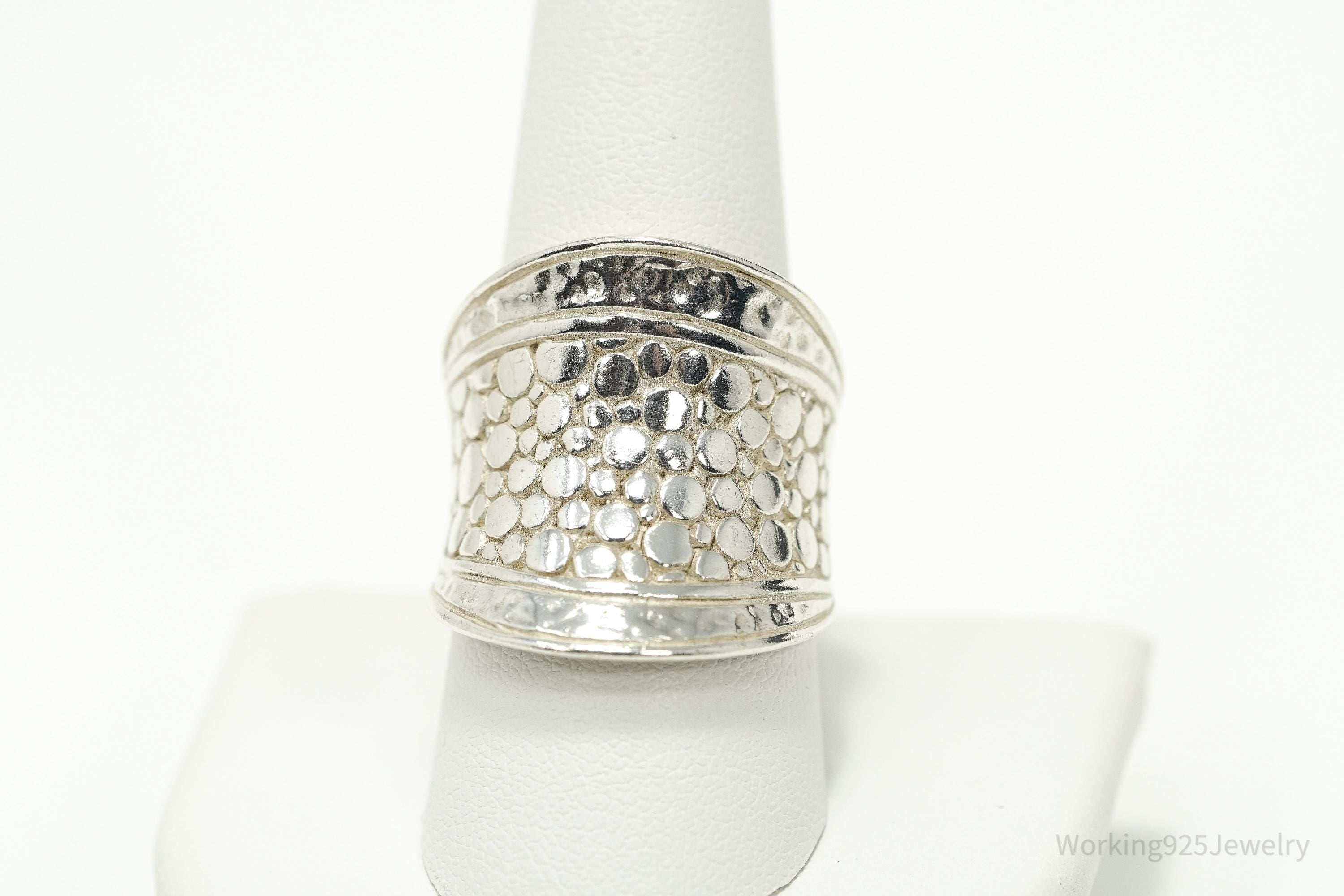 Vintage SARDA Sterling Silver Wide Band Ring - Size 9.25