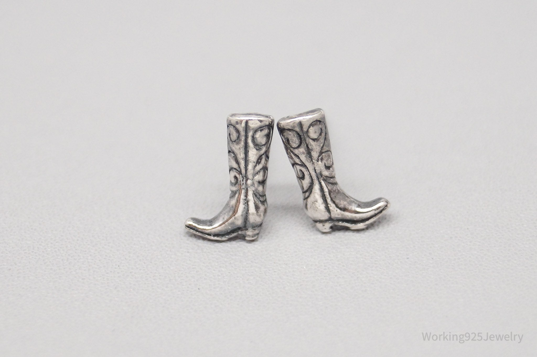 Vintage Cowgirl Boots Sterling Silver Earrings