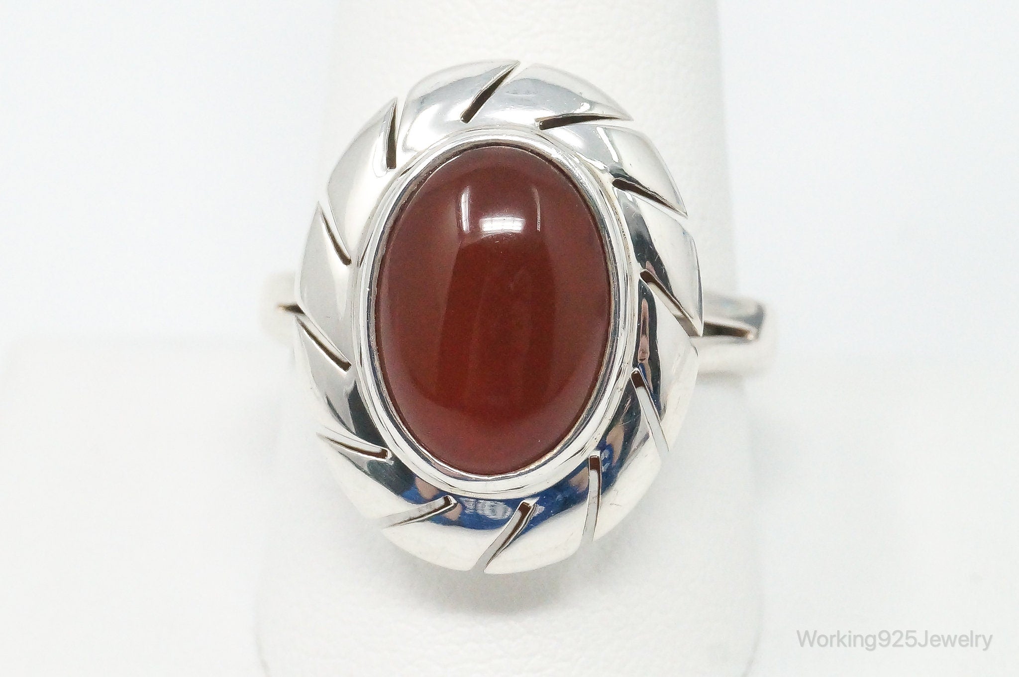 Vintage Mexico CII Carnelian Sterling Silver Ring Size 10.25