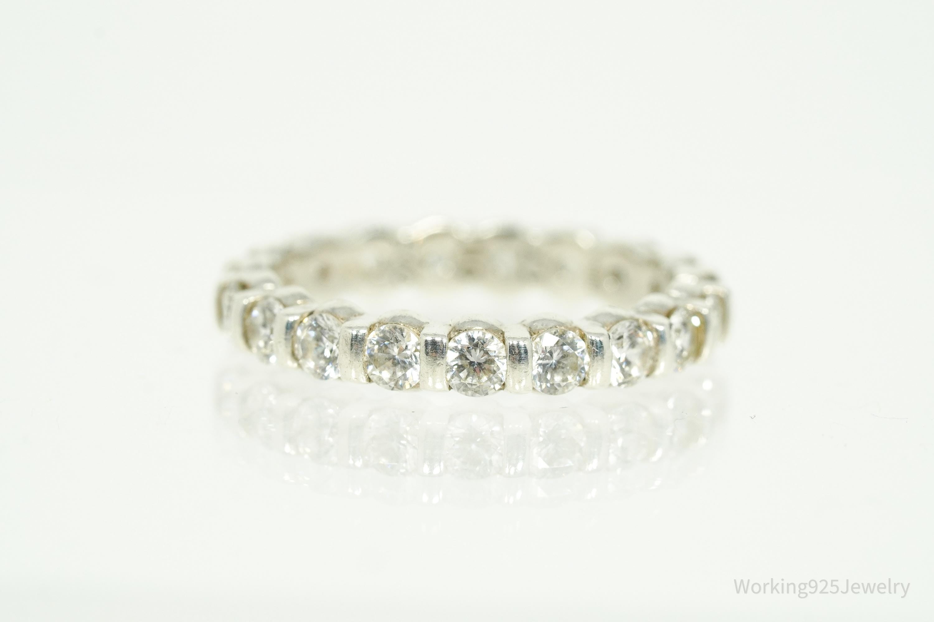 Vintage Diamonique Cubic Zirconia Sterling Silver Ring - Size 6