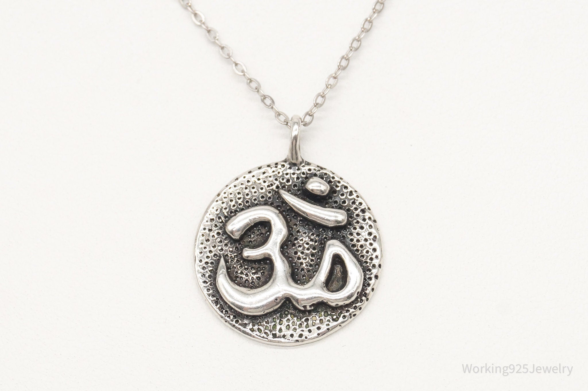 Vintage Om Symbol Sterling Silver Necklace