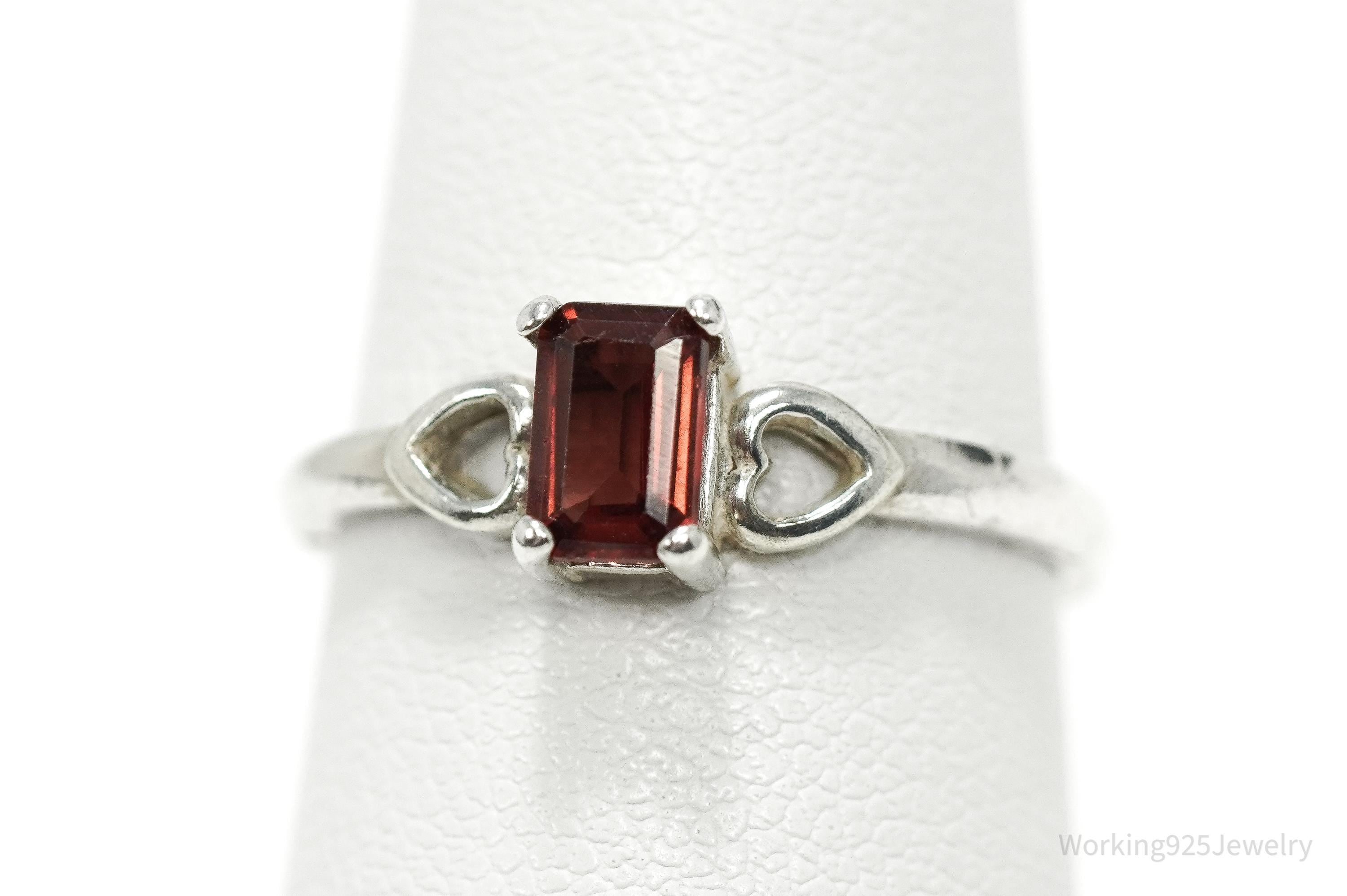 Vintage Garnet Sterling Silver Ring - Size 6.5