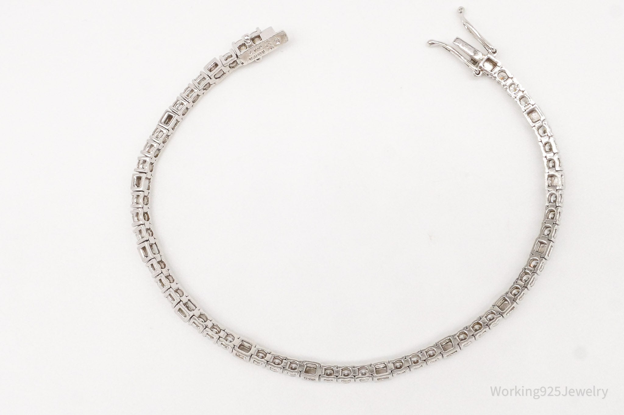 Vintage Cubic Zirconia Sterling Silver Tennis Bracelet